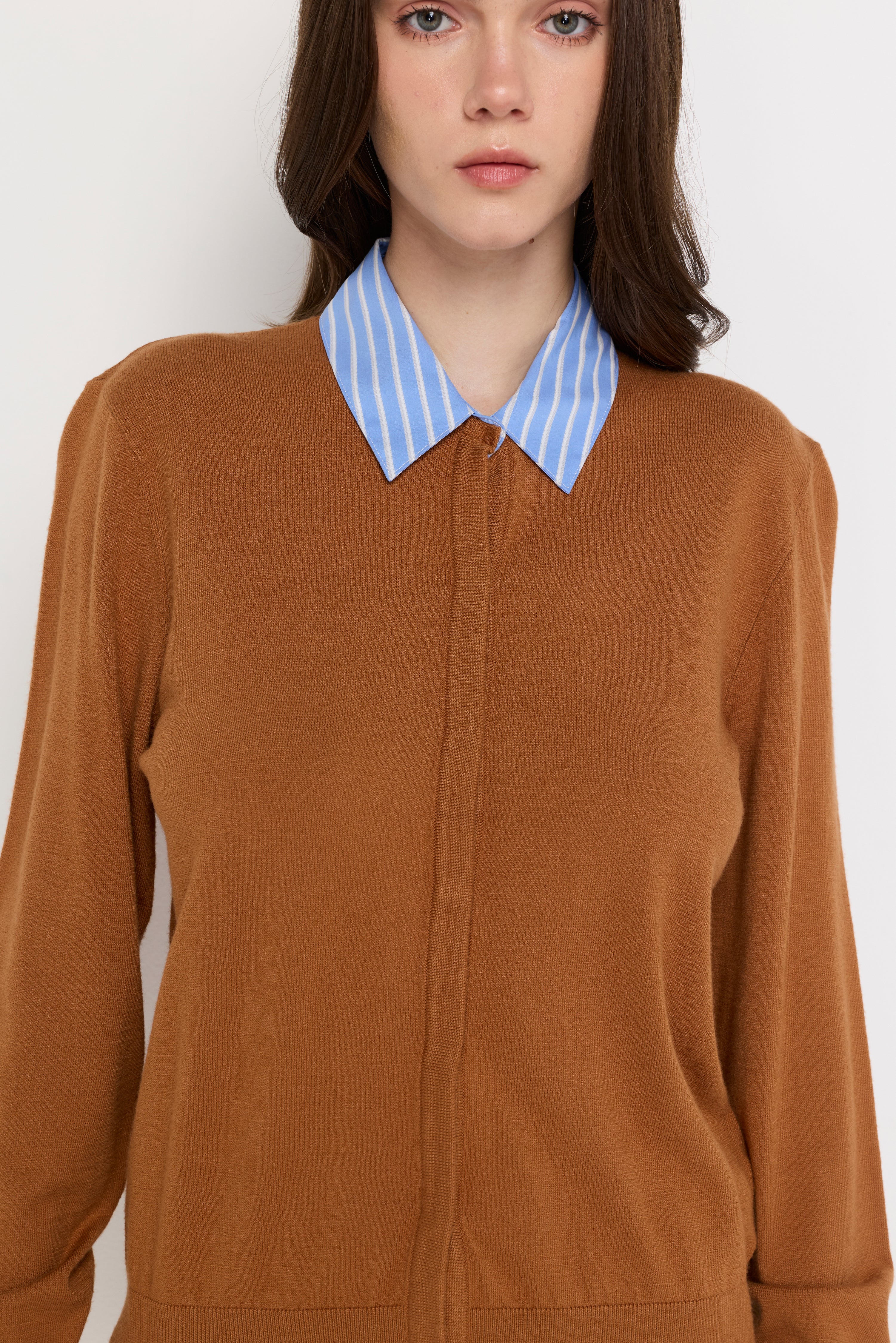 TEXTURED KNIT COLLARED CARDIGAN