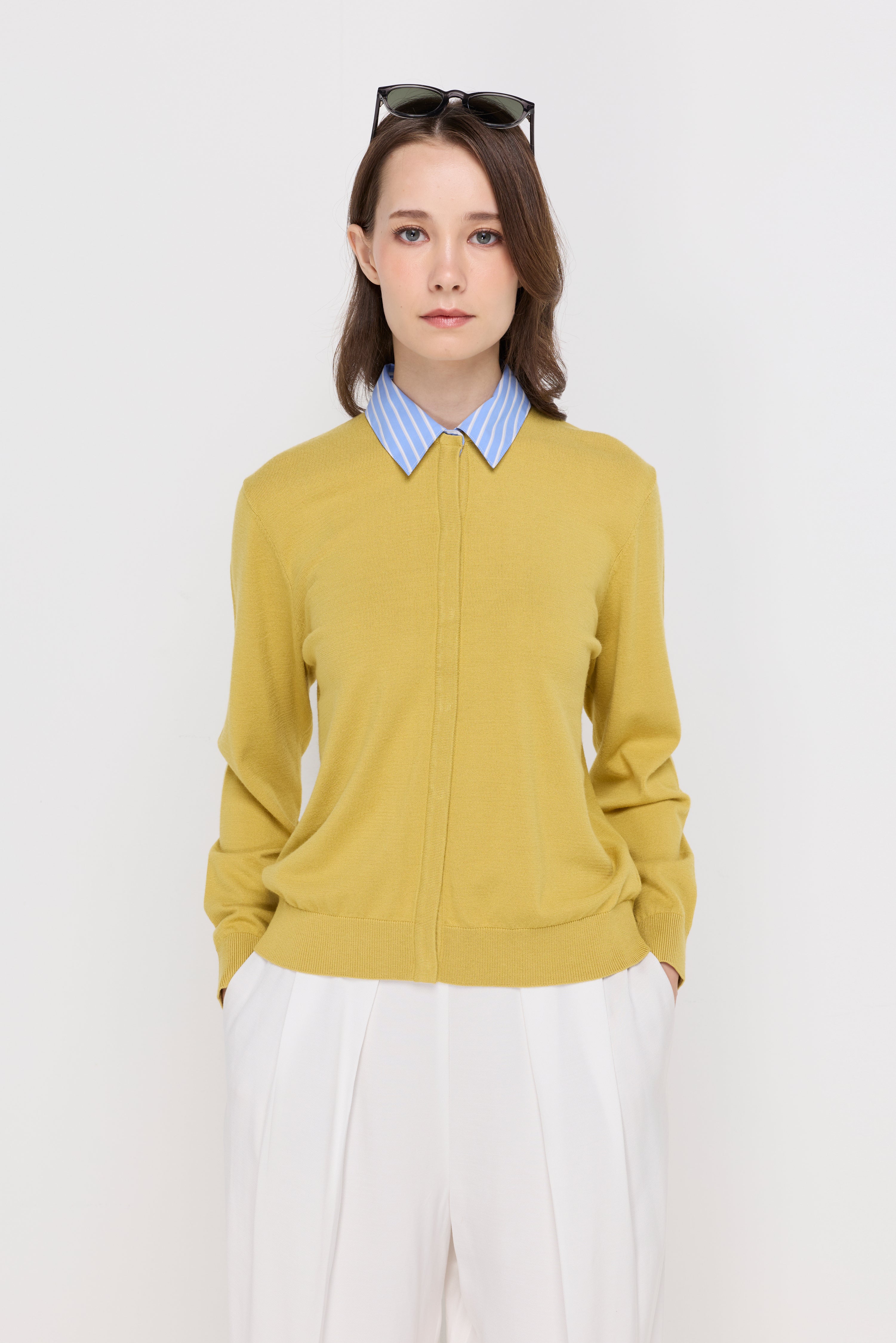 TEXTURED KNIT COLLARED CARDIGAN