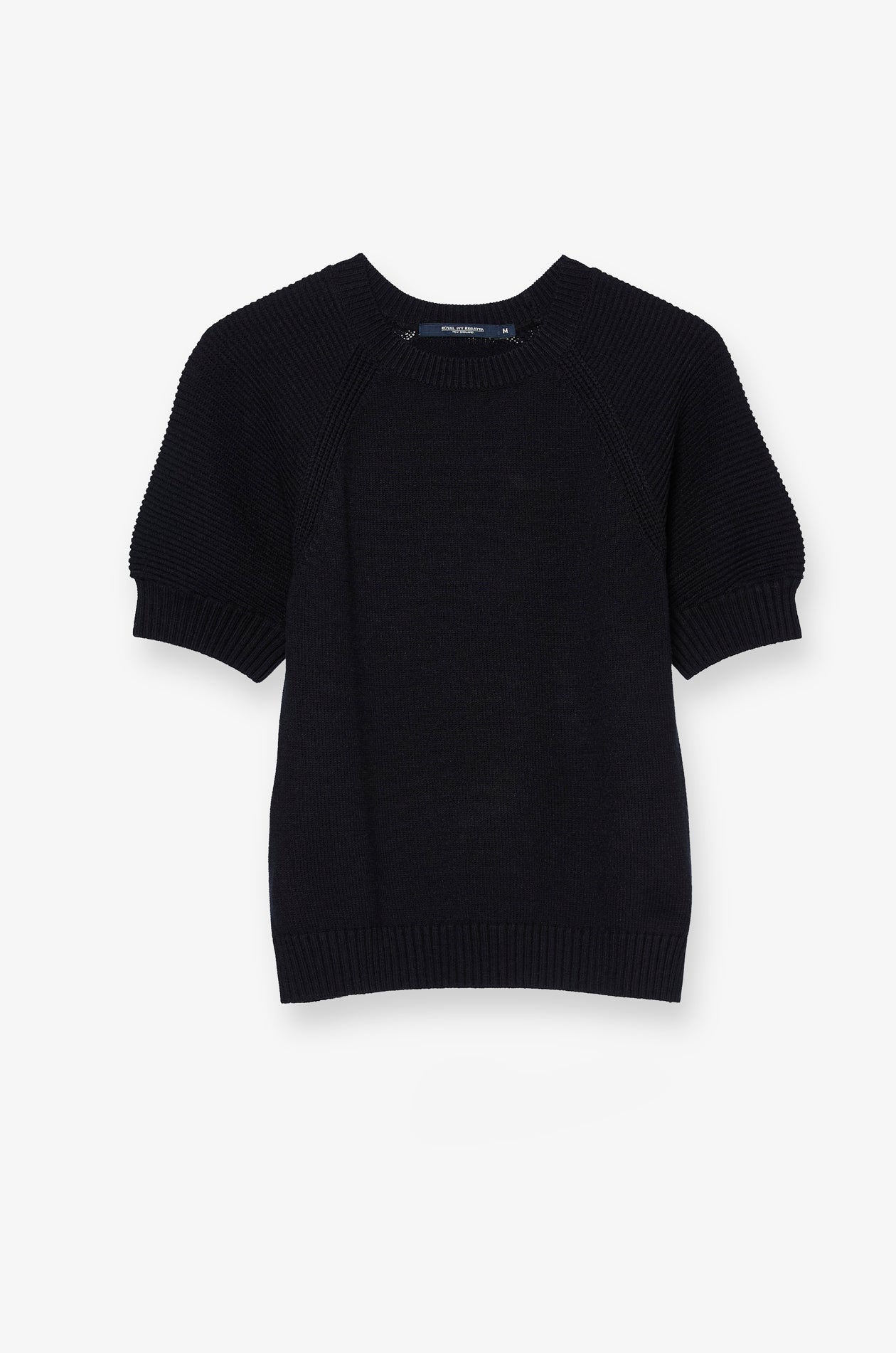 TEXTURED PUFF-SLEEVE KNIT TOP
