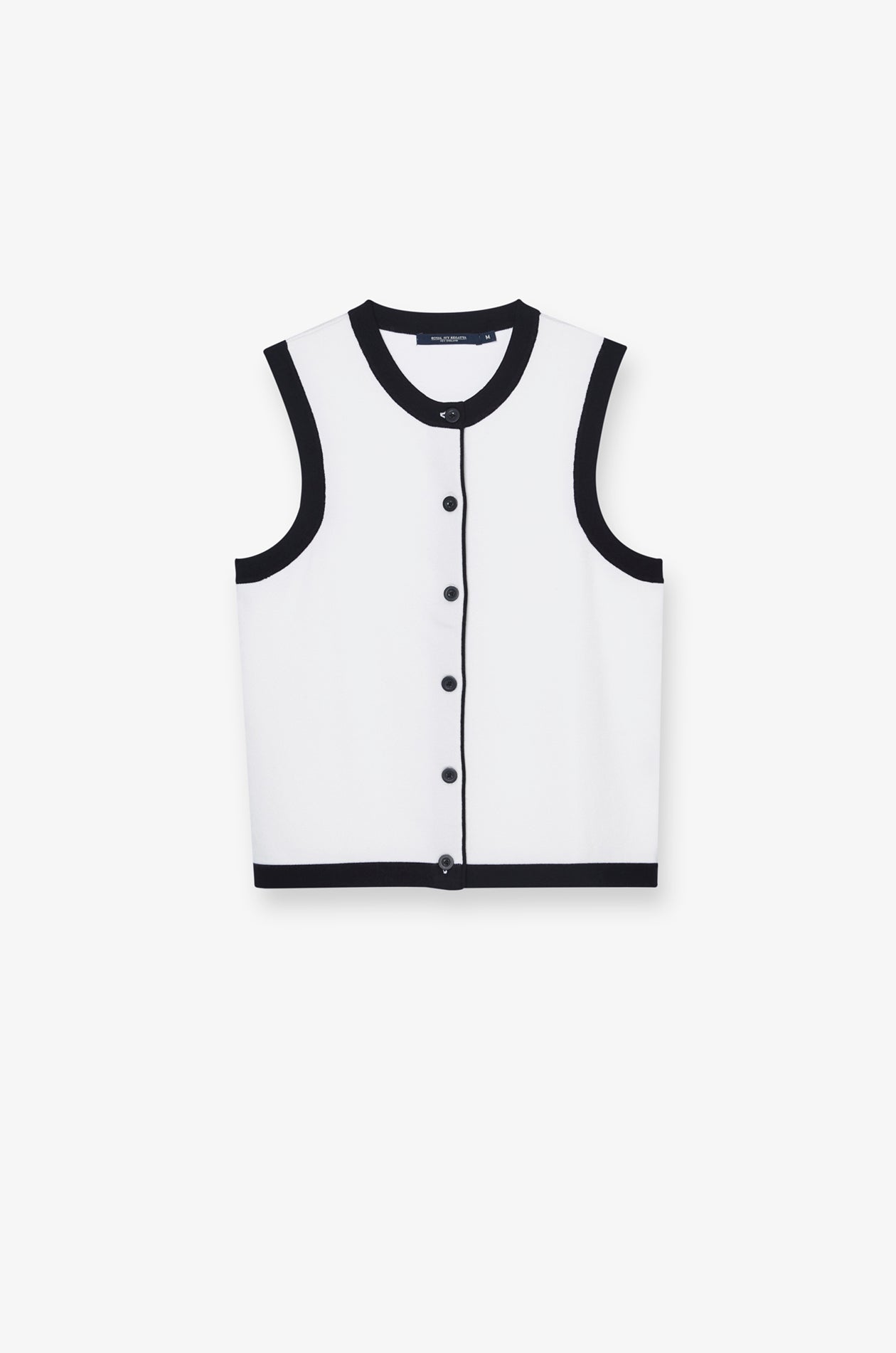 CONTRAST TRIM BUTTON-FRONT KNIT VEST