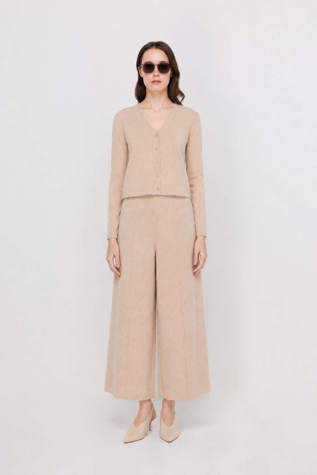 CONTRAST TRIM V-NECK KNIT CARDIGAN