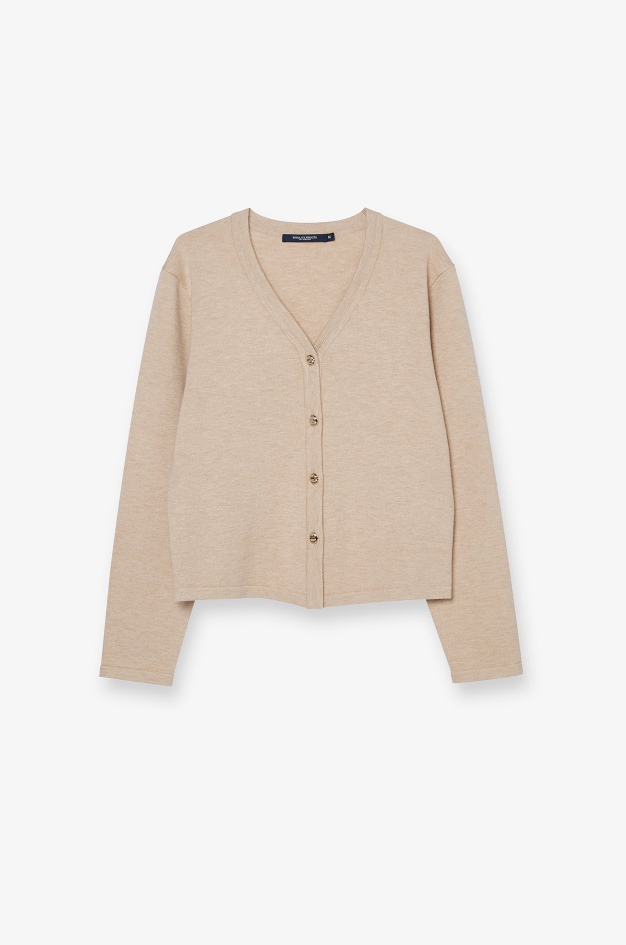 CONTRAST TRIM V-NECK KNIT CARDIGAN