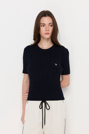 CABLE KNIT CREW NECK TOP