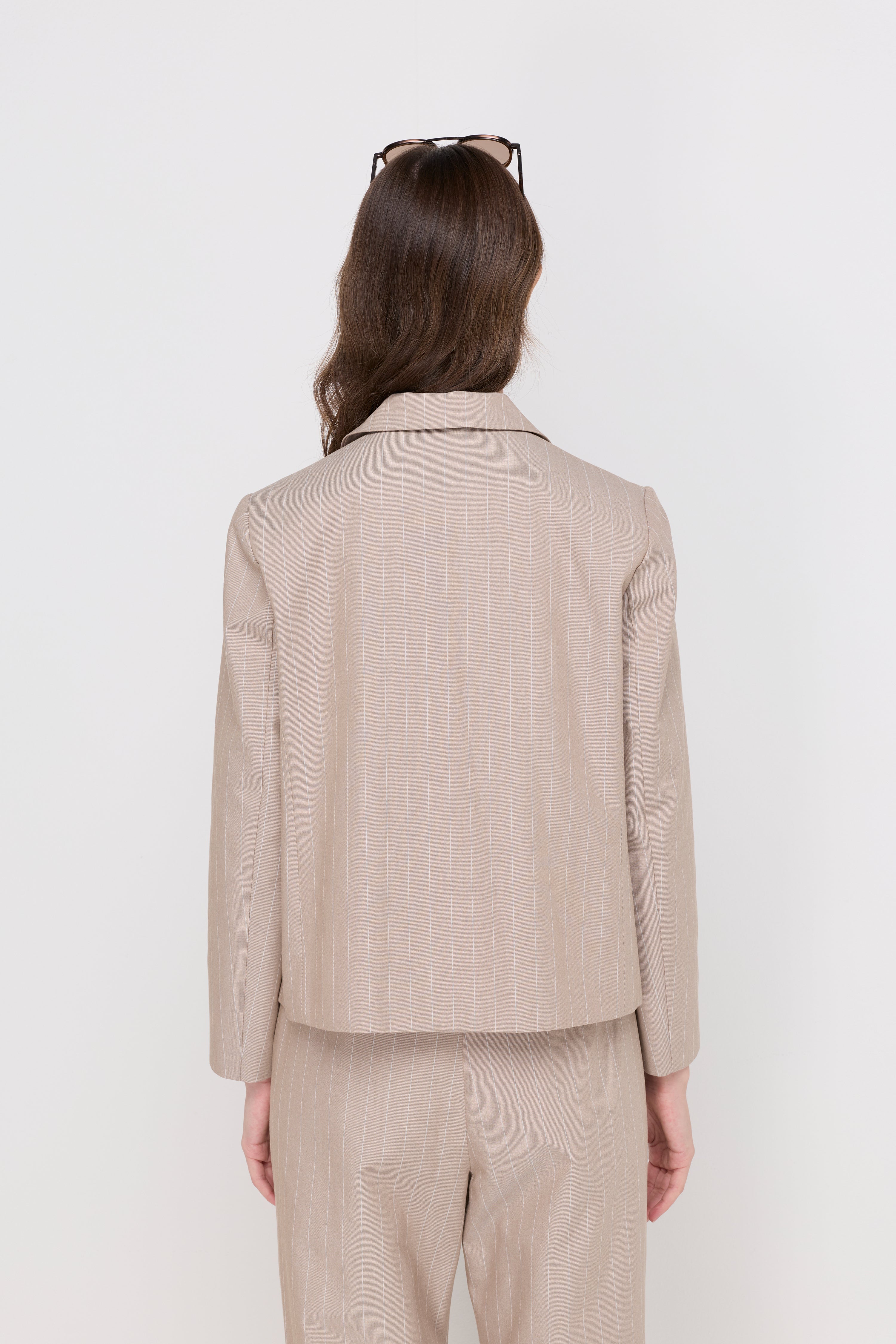 PINSTRIPE DOUBLE-BREASTED BLAZER