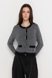 CONTRAST-TRIM KNIT CARDIGAN