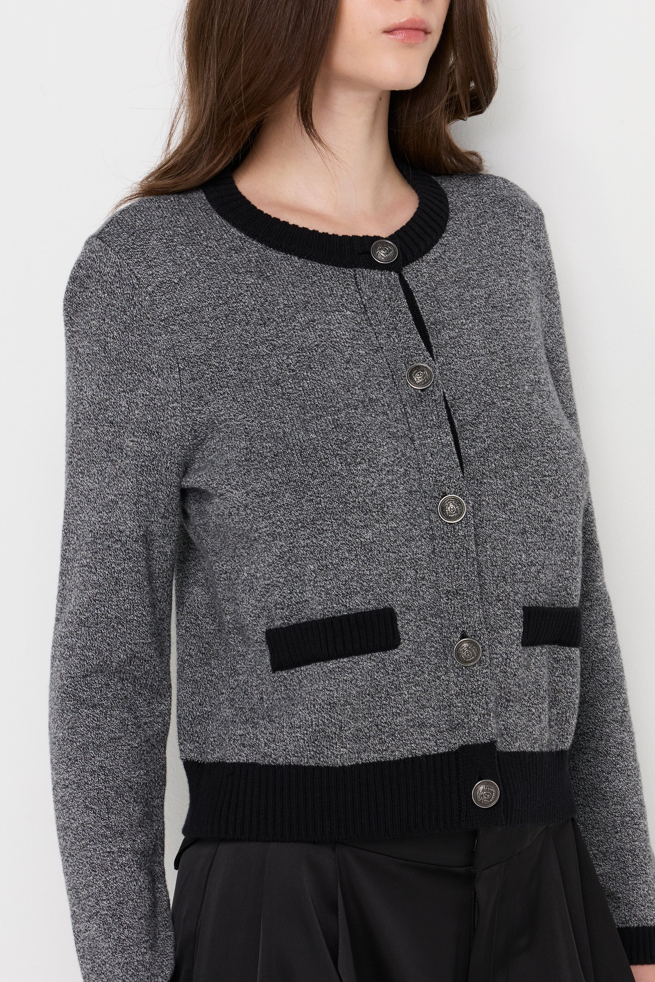 CONTRAST-TRIM KNIT CARDIGAN