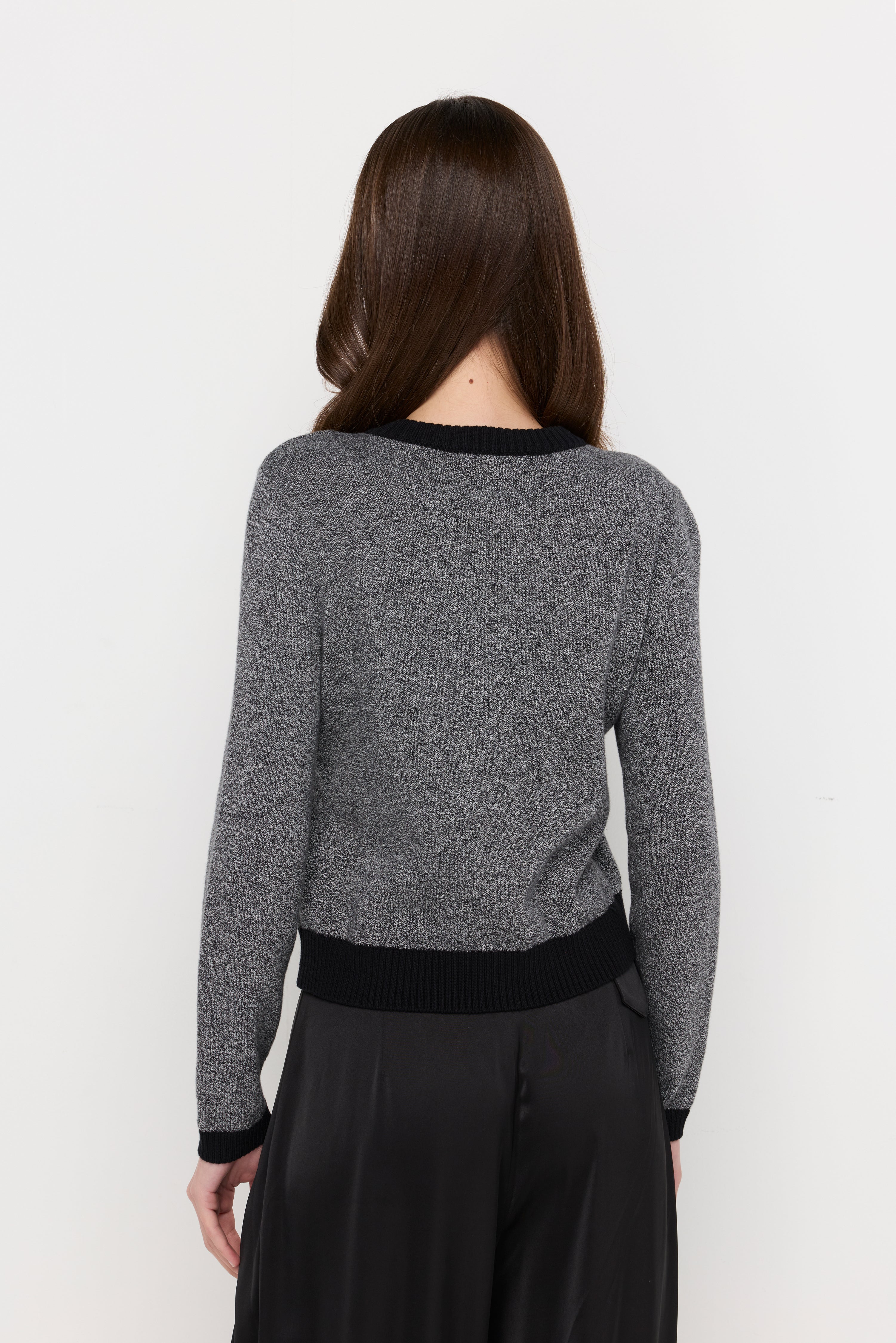 CONTRAST-TRIM KNIT CARDIGAN
