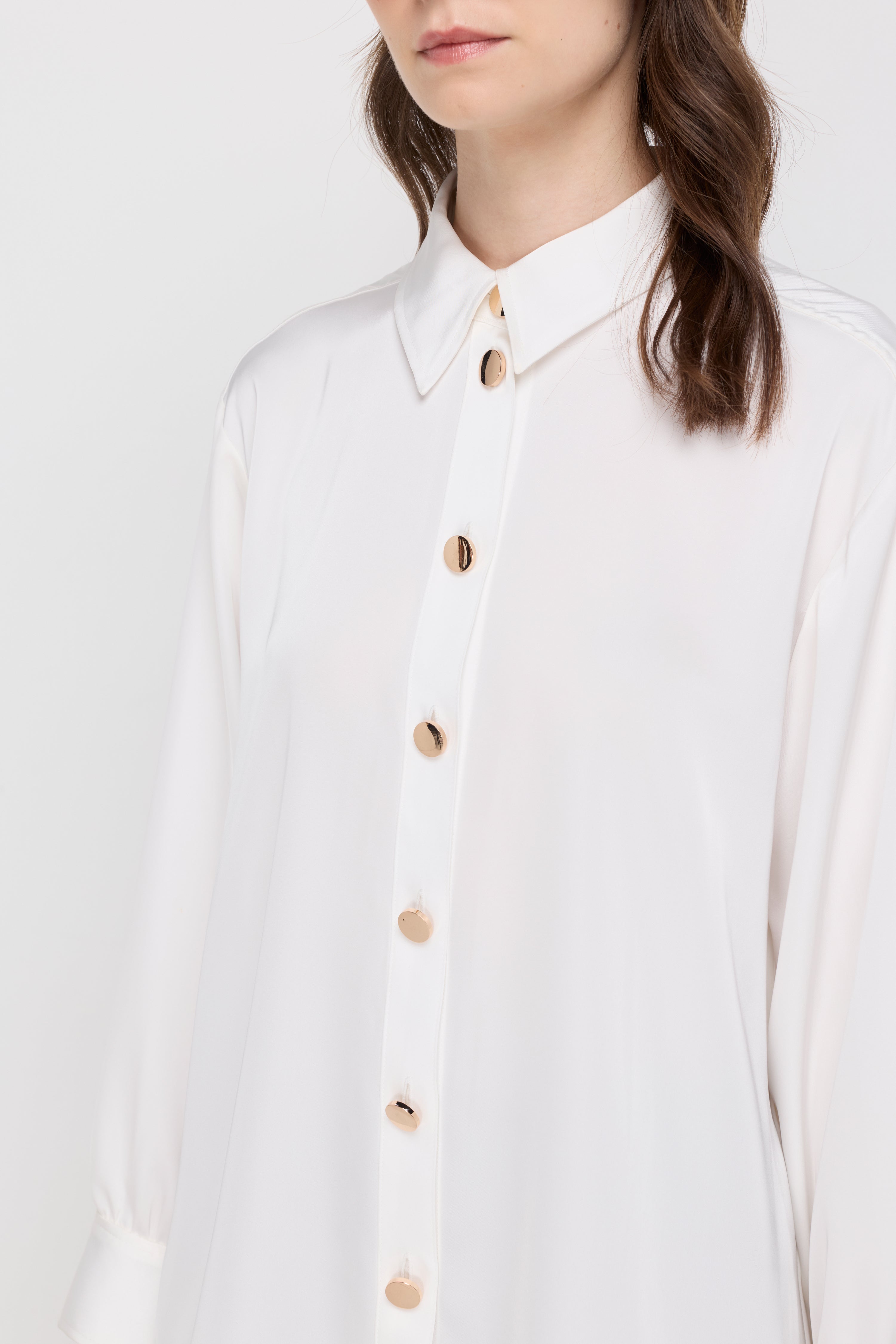 SATIN BUTTON-FRONT SHIRT