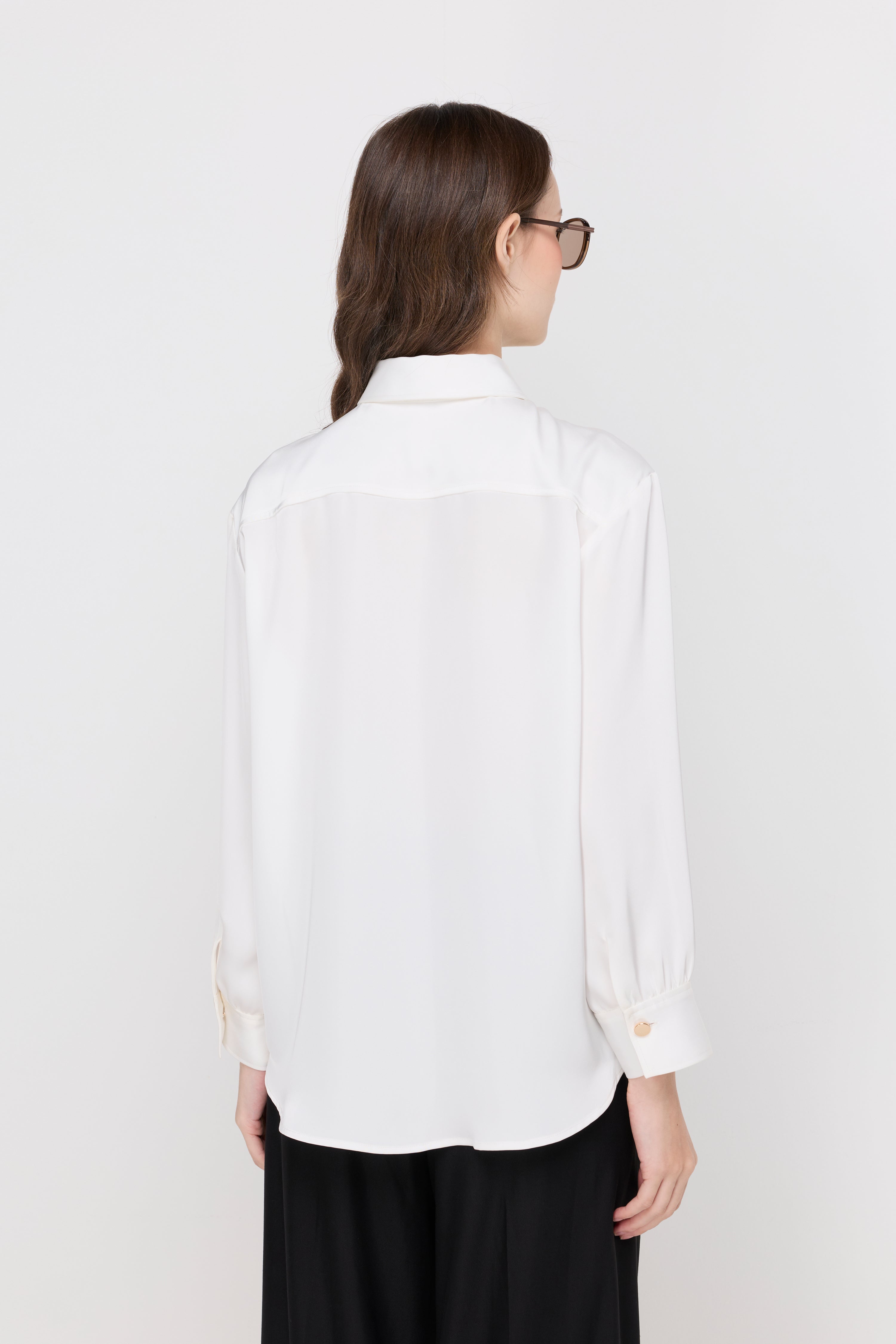 SATIN BUTTON-FRONT SHIRT