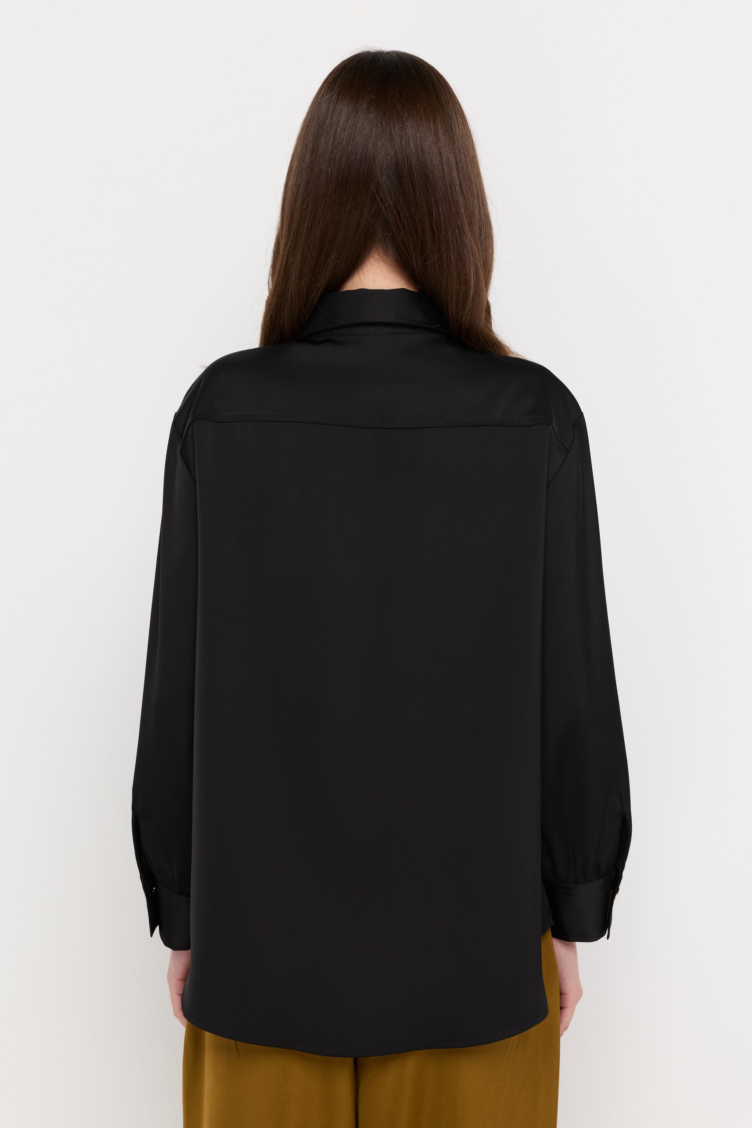 SATIN BUTTON-FRONT SHIRT