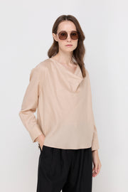 DRAPED COWL NECK BLOUSE