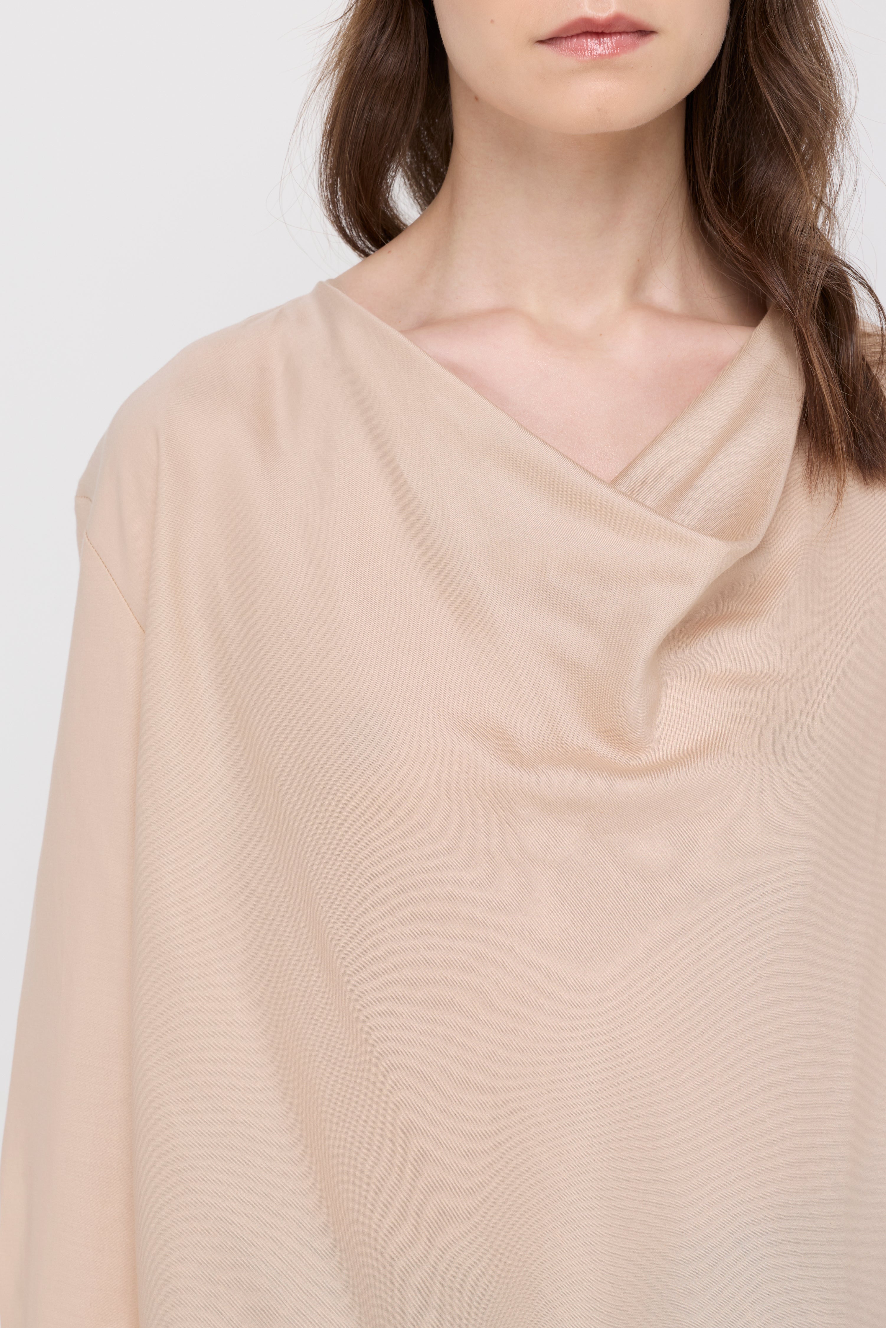 DRAPED COWL NECK BLOUSE