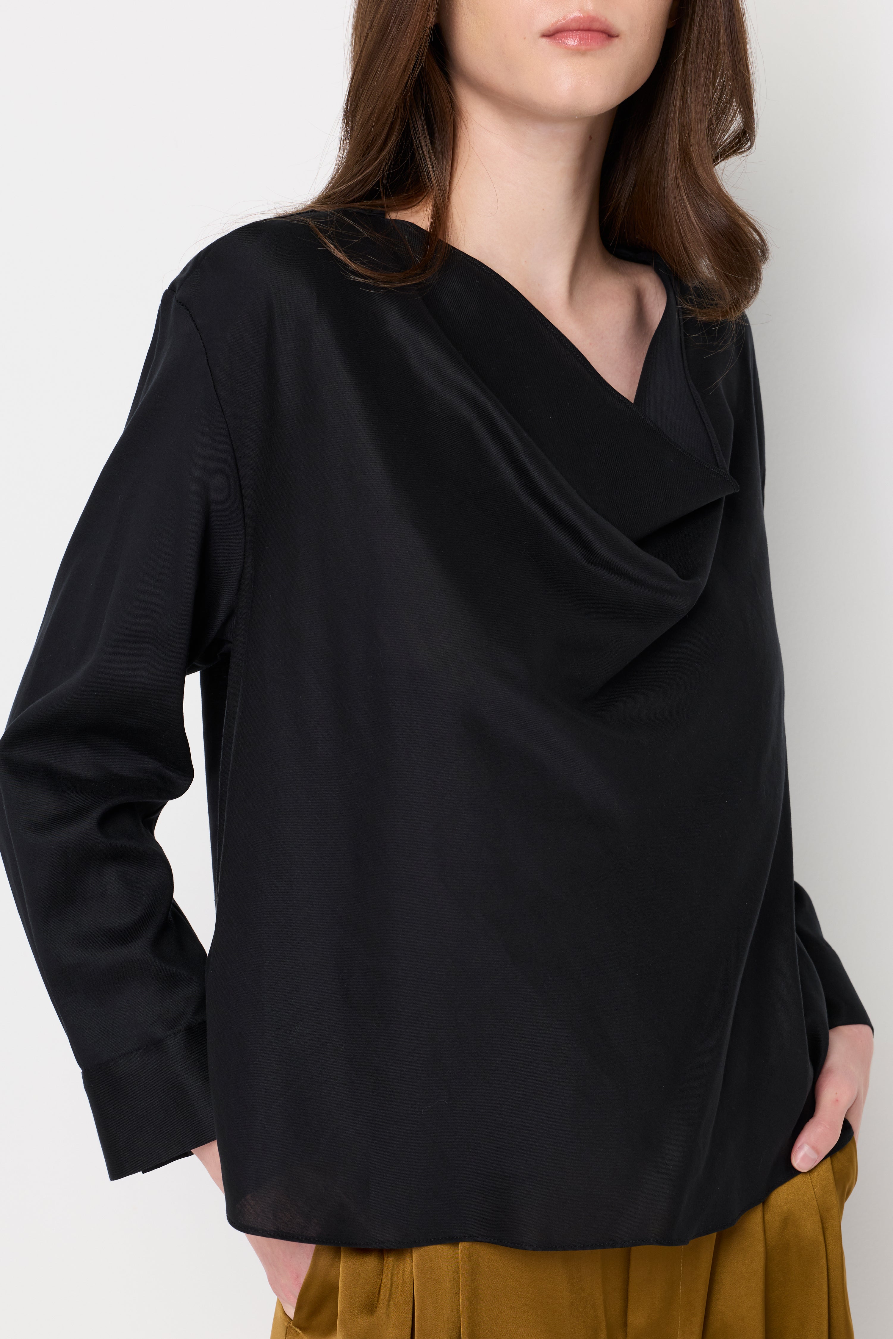 DRAPED COWL NECK BLOUSE