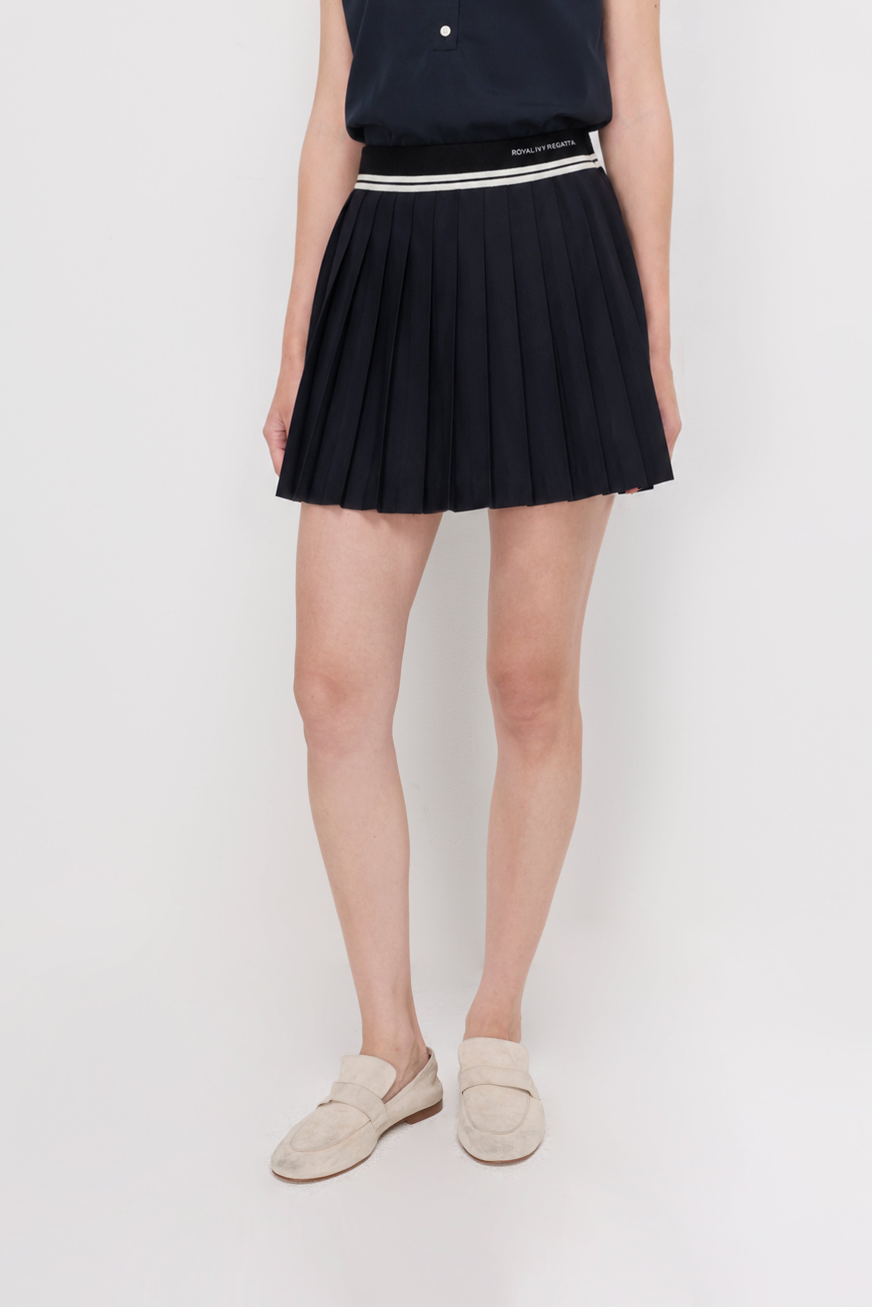PLEATED KNIT MINI SKIRT