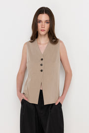 TAILORED BUTTON-FRONT VEST TOP