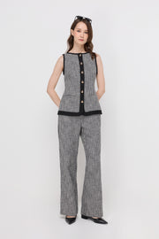 HOUNDSTOOTH WIDE-LEG TAILORED TROUSERS