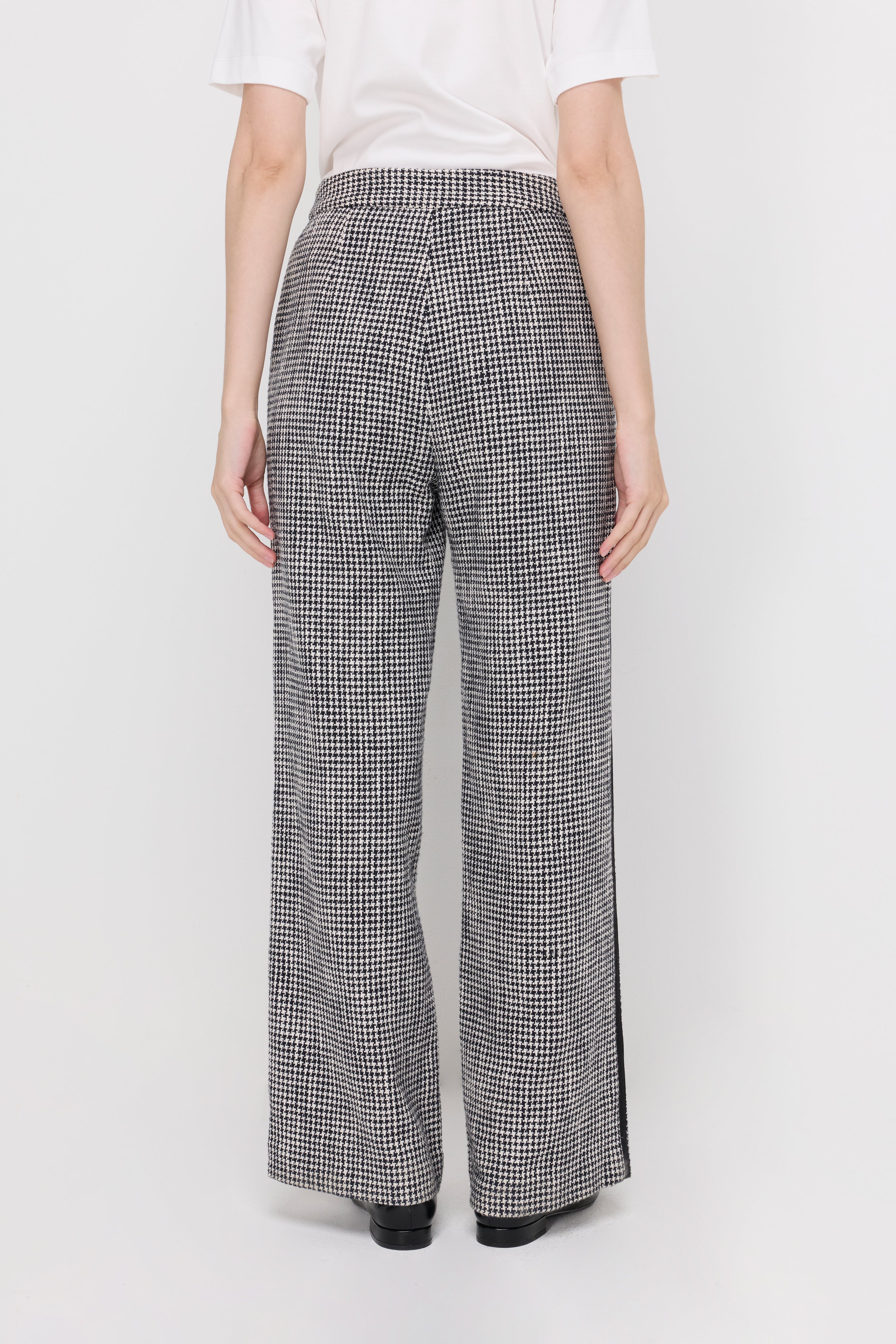 HOUNDSTOOTH WIDE-LEG TAILORED TROUSERS