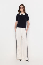 CONTRAST SIDE STRIPE WIDE-LEG TROUSERS