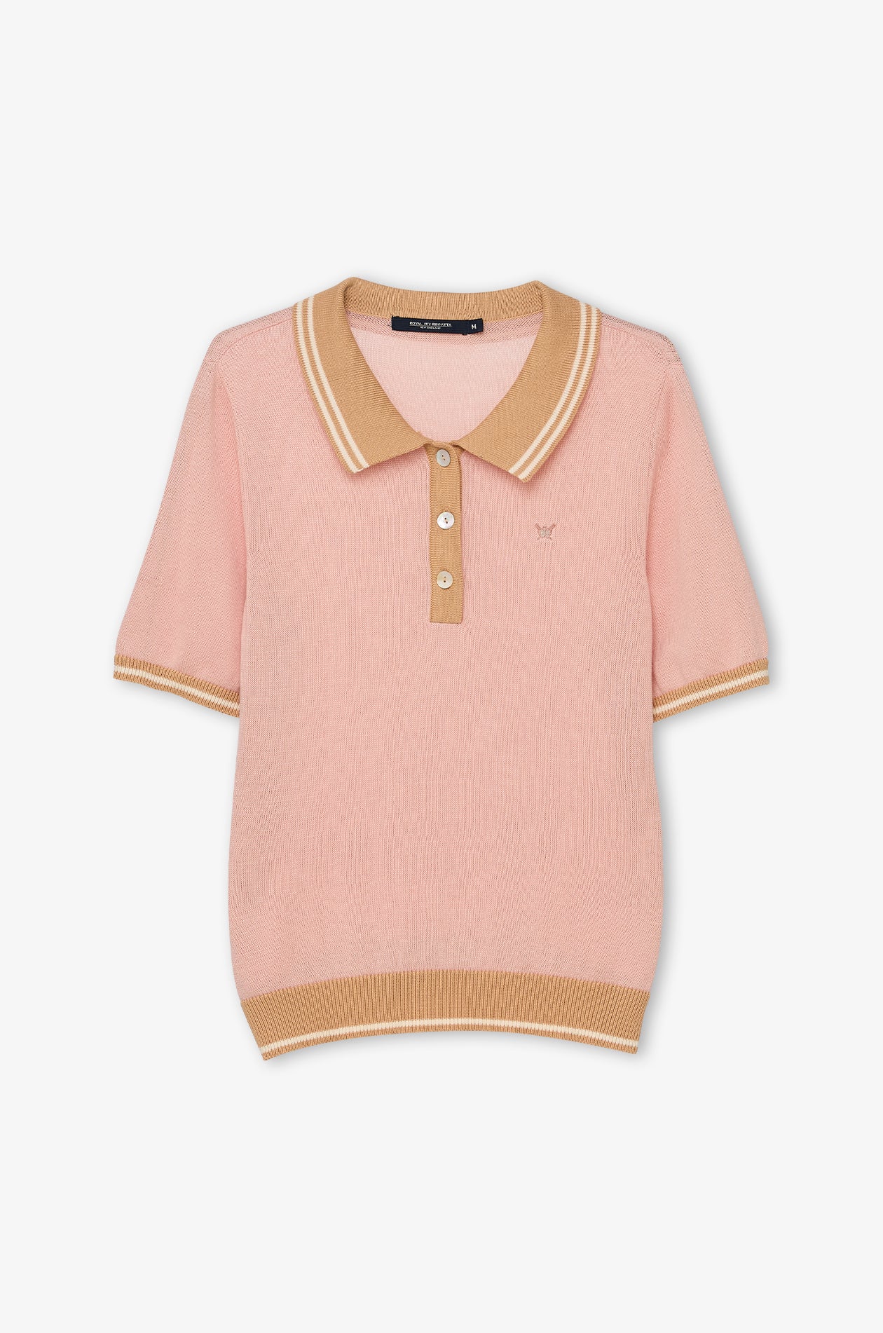 เสื้อโปโลผ้าถักแต่งขอบสีตัดกัน