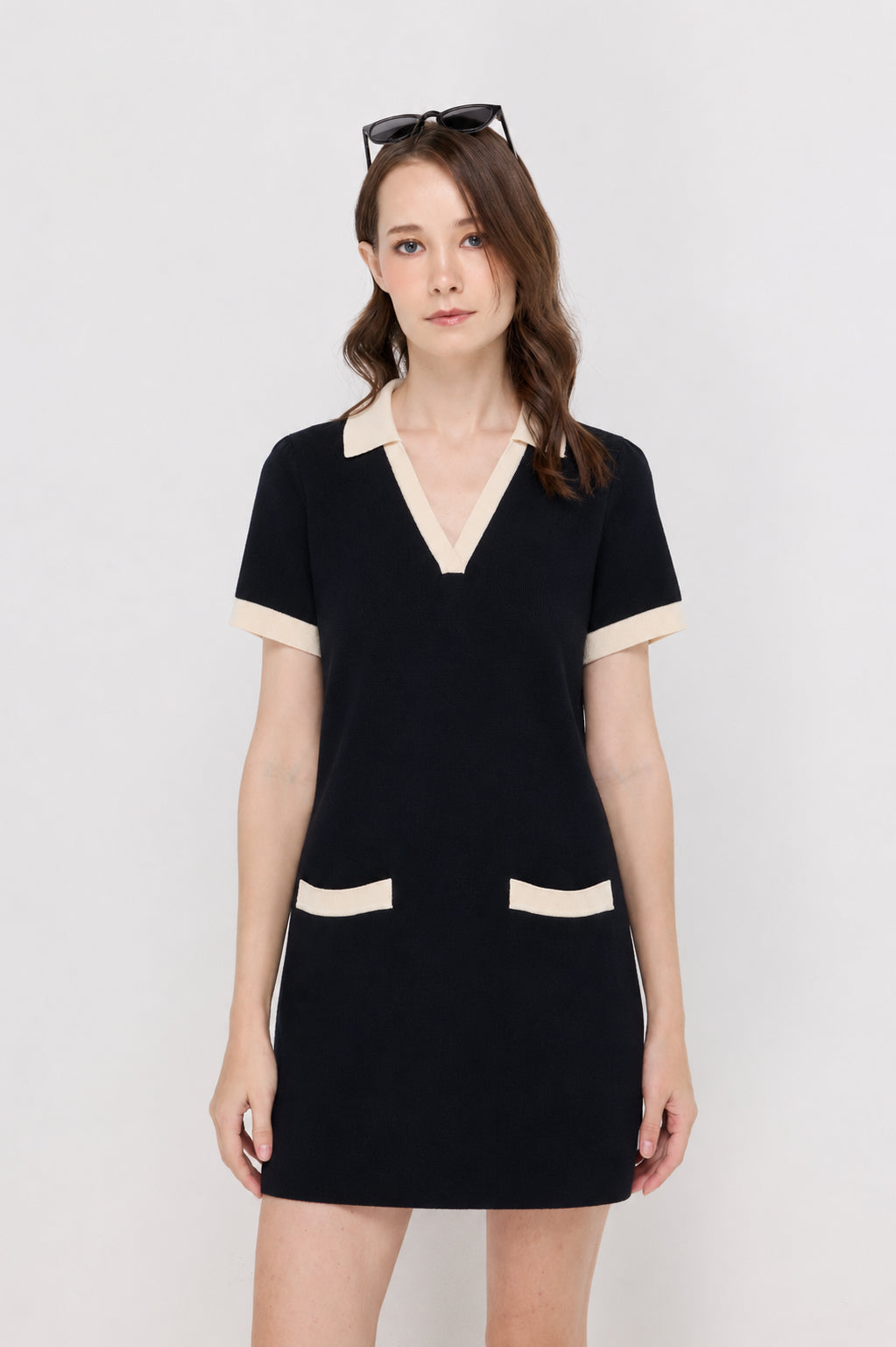 RIBBED POLO KNIT DRESS