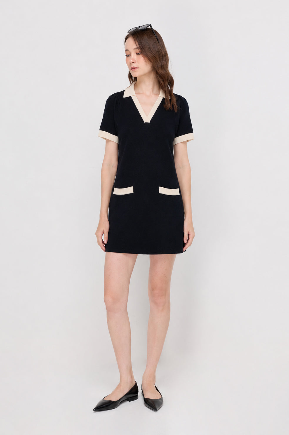 RIBBED POLO KNIT DRESS
