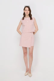 DUSTY PINK WRAP-FRONT WOVEN SKIRT
