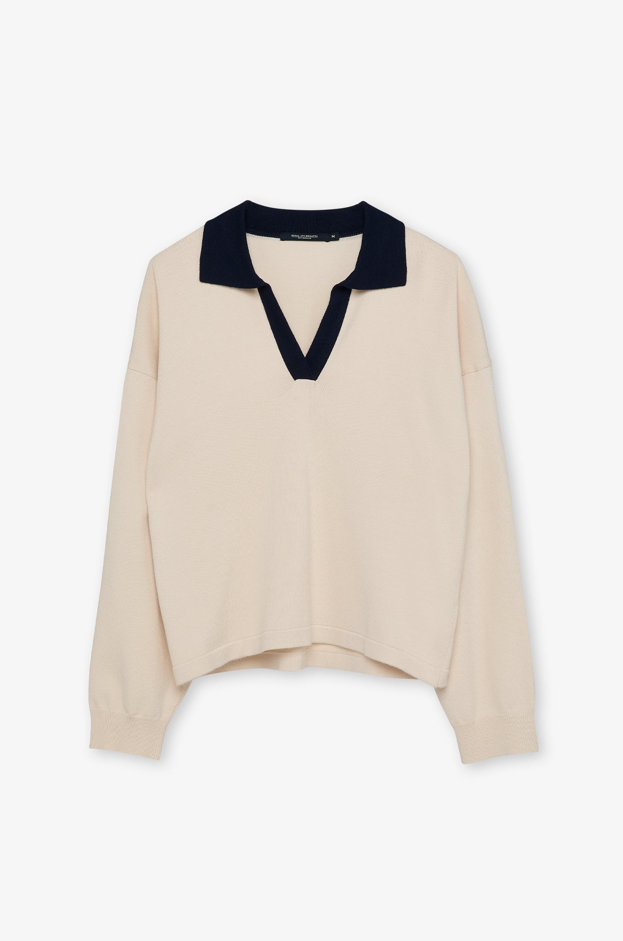 CONTRAST TRIM LONG SLEEVE POLO SWEATER