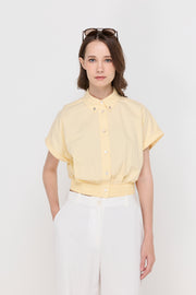 ELASTIC HEM CROPPED POLO SHIRT