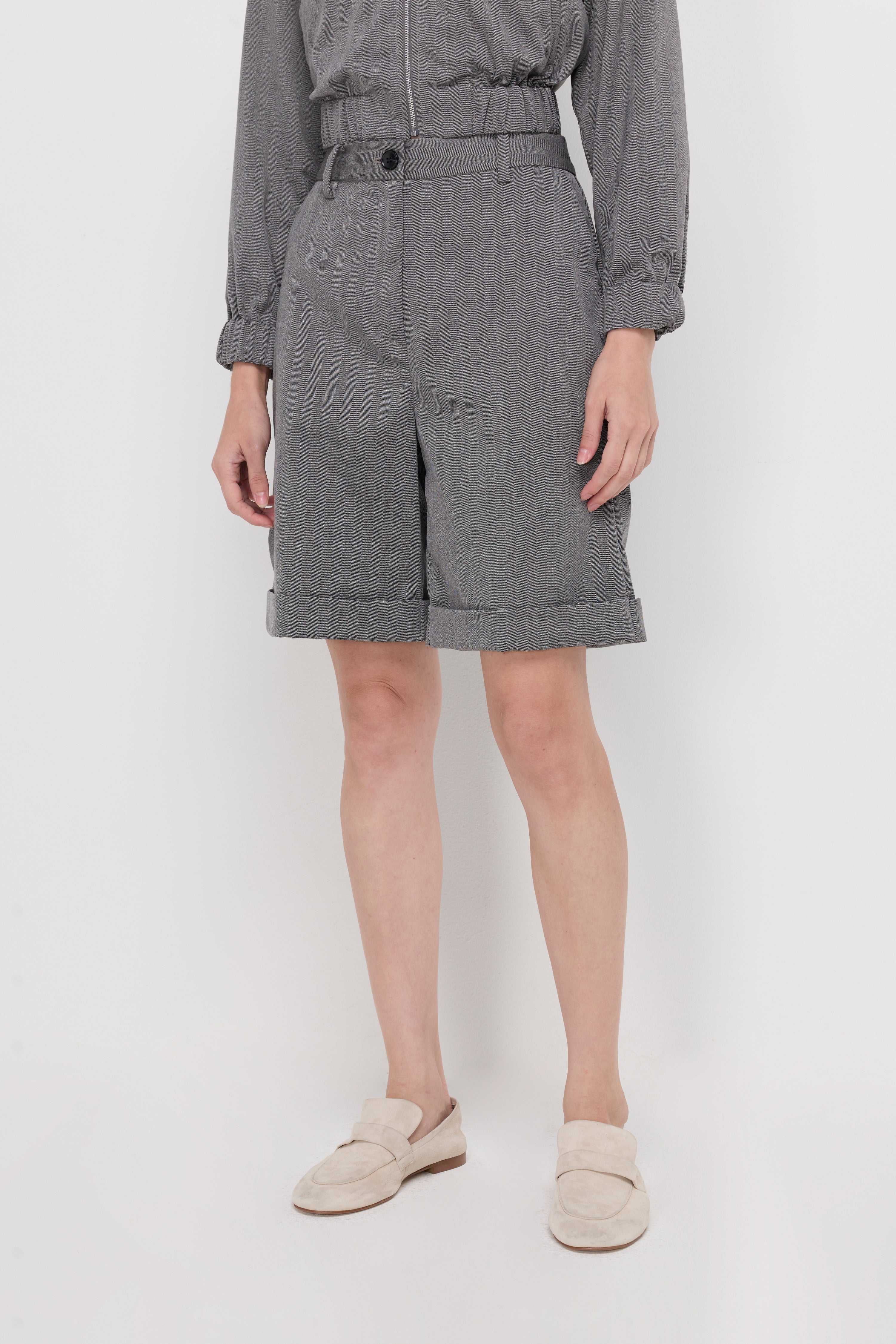 HERRINGBONE TAILORED BERMUDA SHORTS
