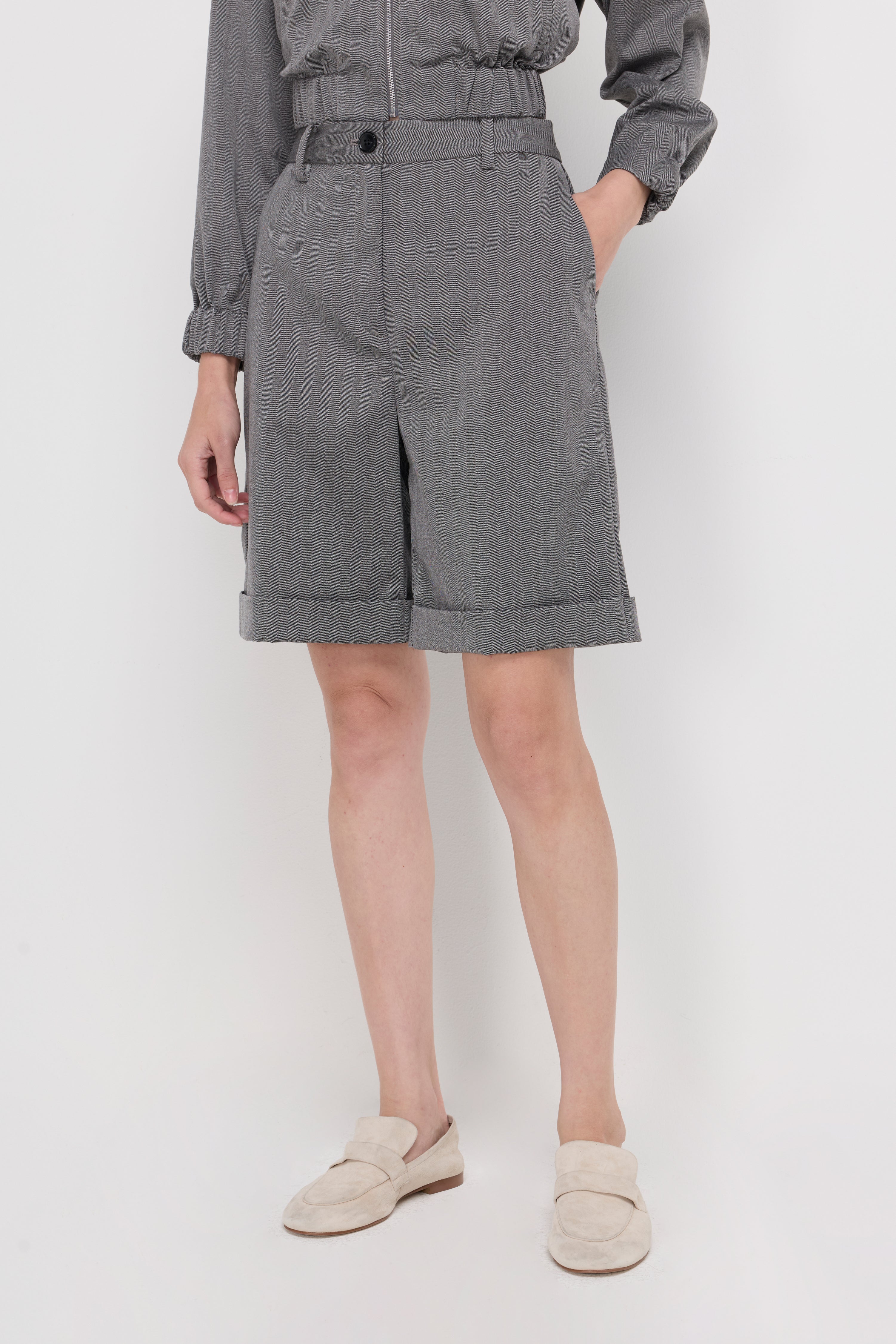 HERRINGBONE TAILORED BERMUDA SHORTS