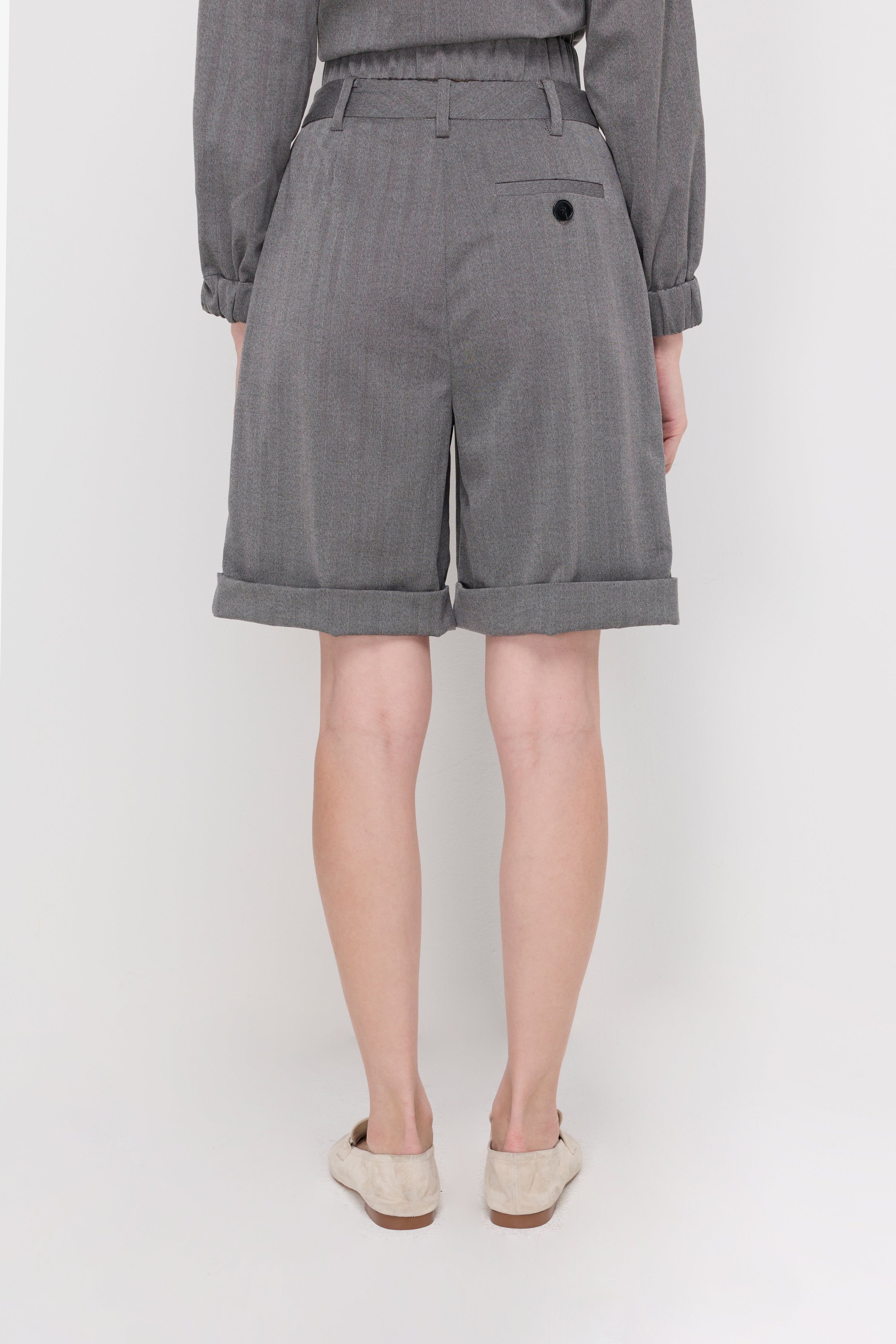 HERRINGBONE TAILORED BERMUDA SHORTS