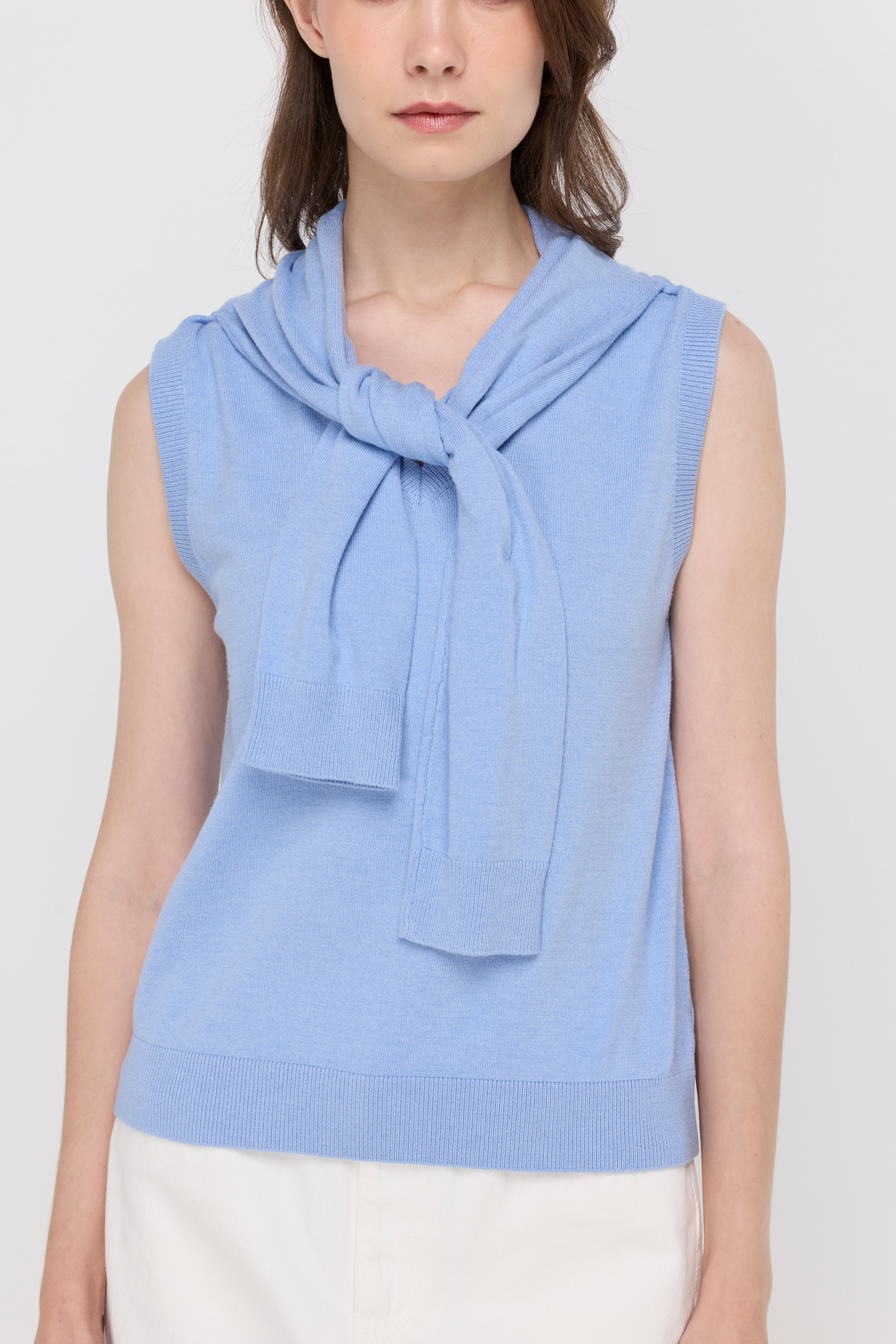 SHOULDER-WRAP KNIT TOP