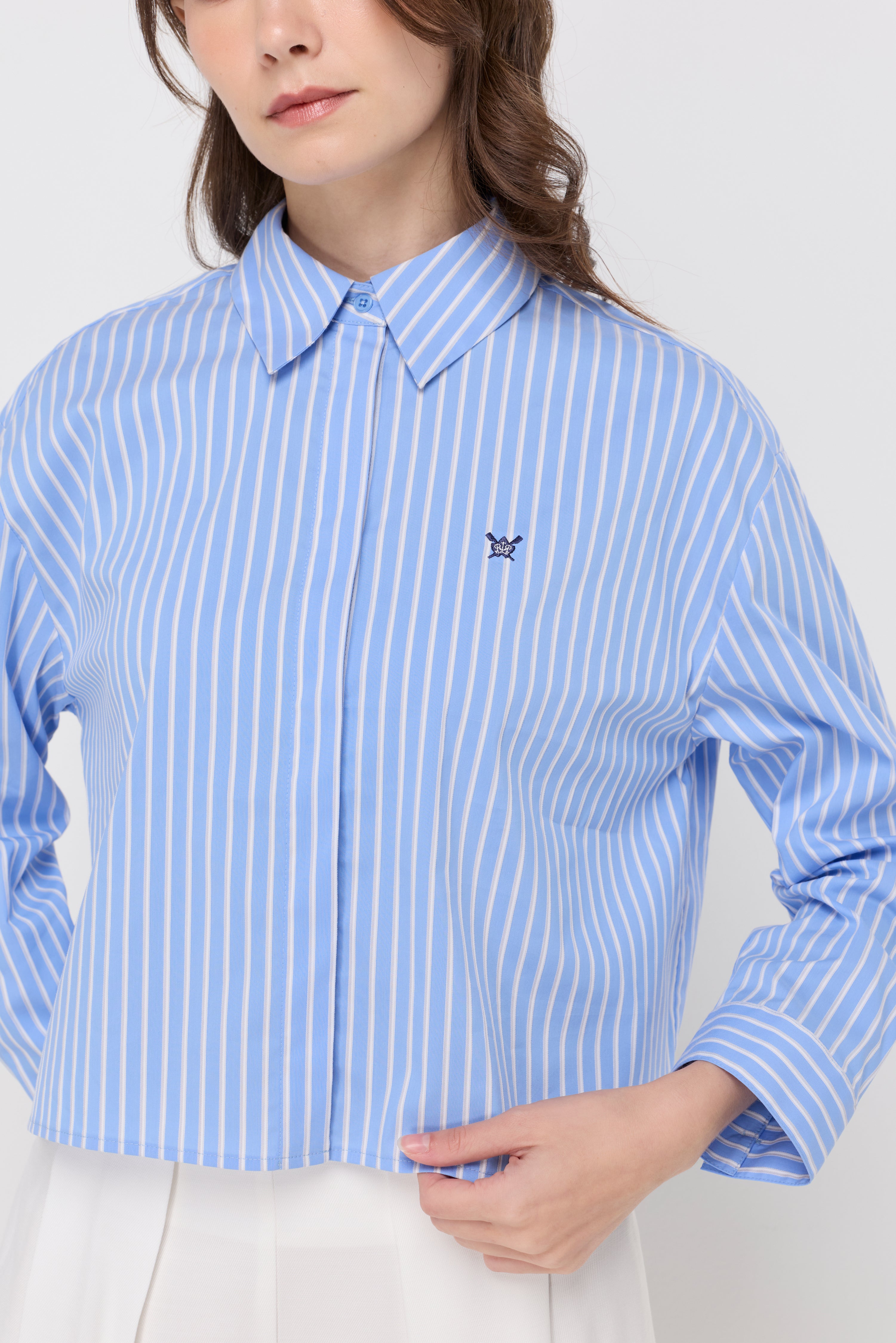 CLASSIC STRIPE CROPPED BLOUSE