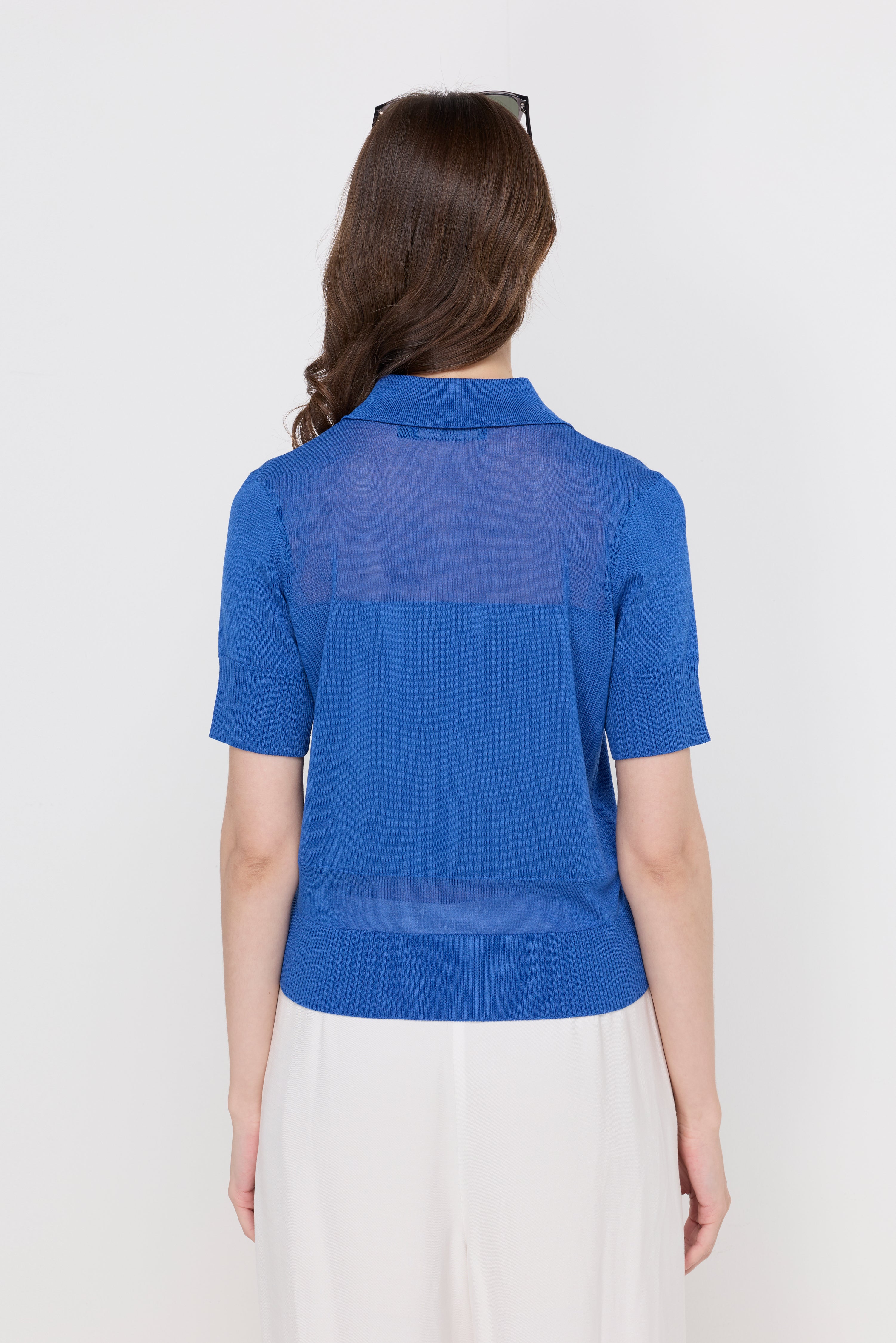 TEXTURED KNIT POLO TOP