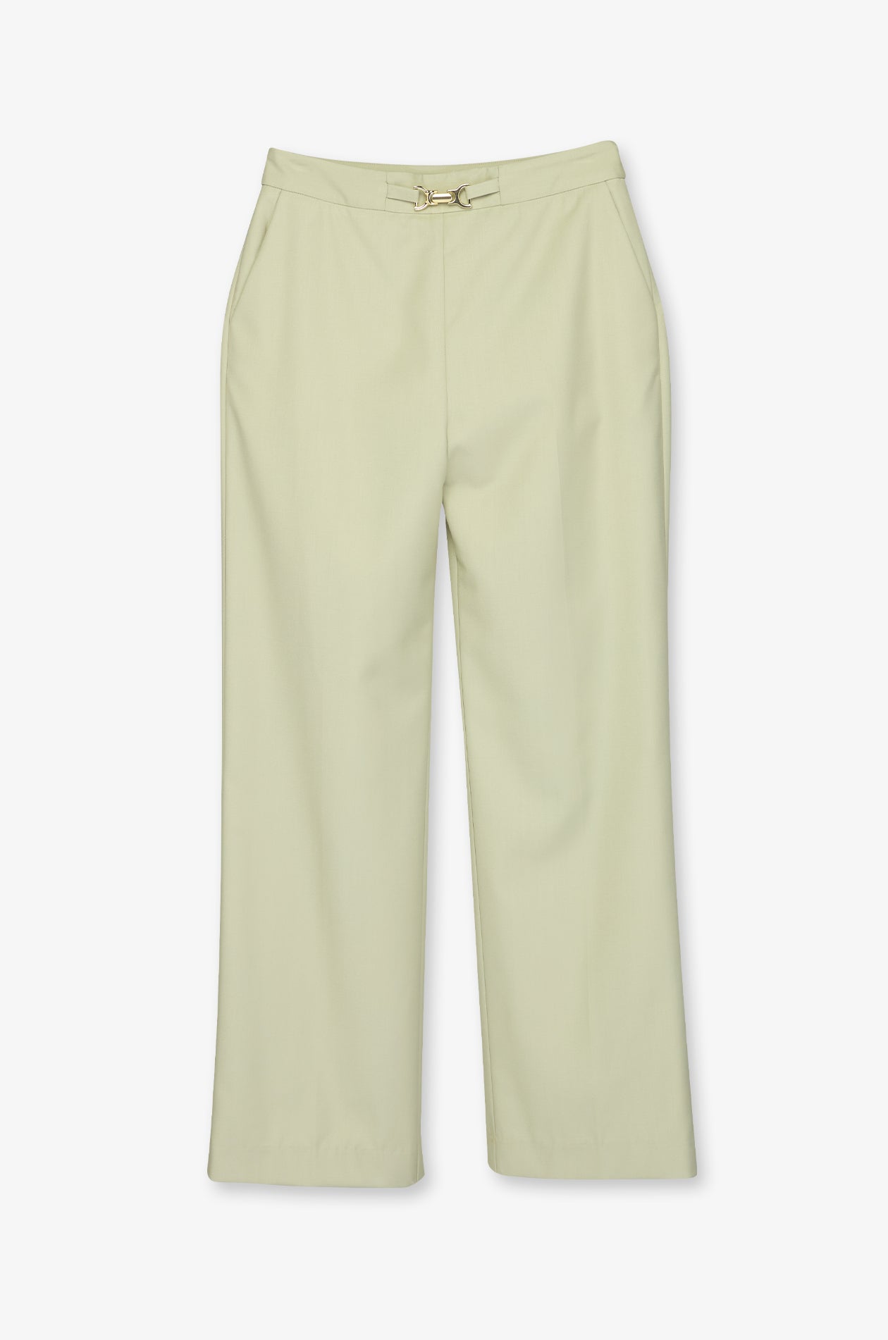 BUCKLE DETAIL WIDE-LEG TROUSERS
