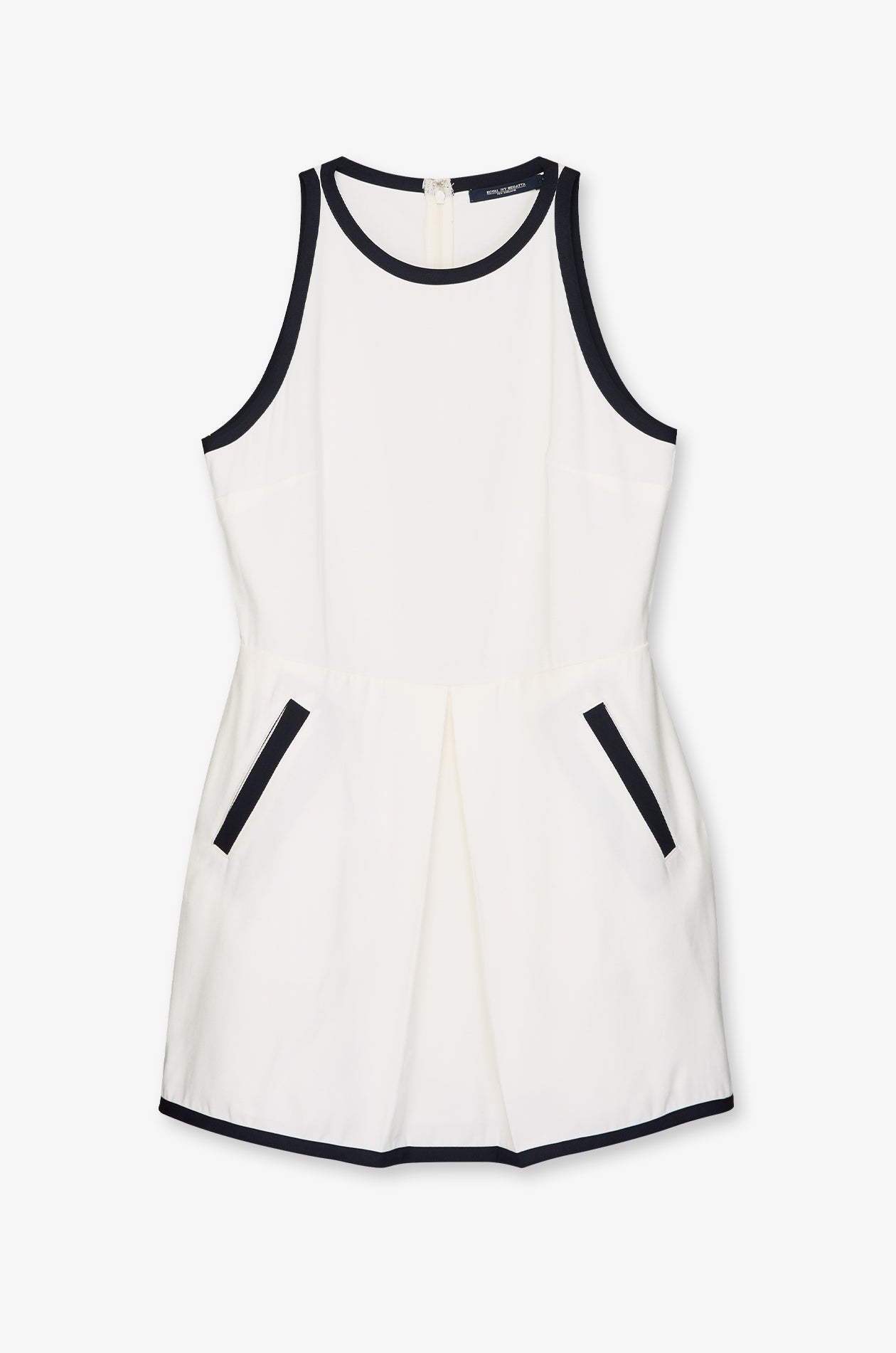 CONTRAST TRIM SLEEVELESS ROMPER