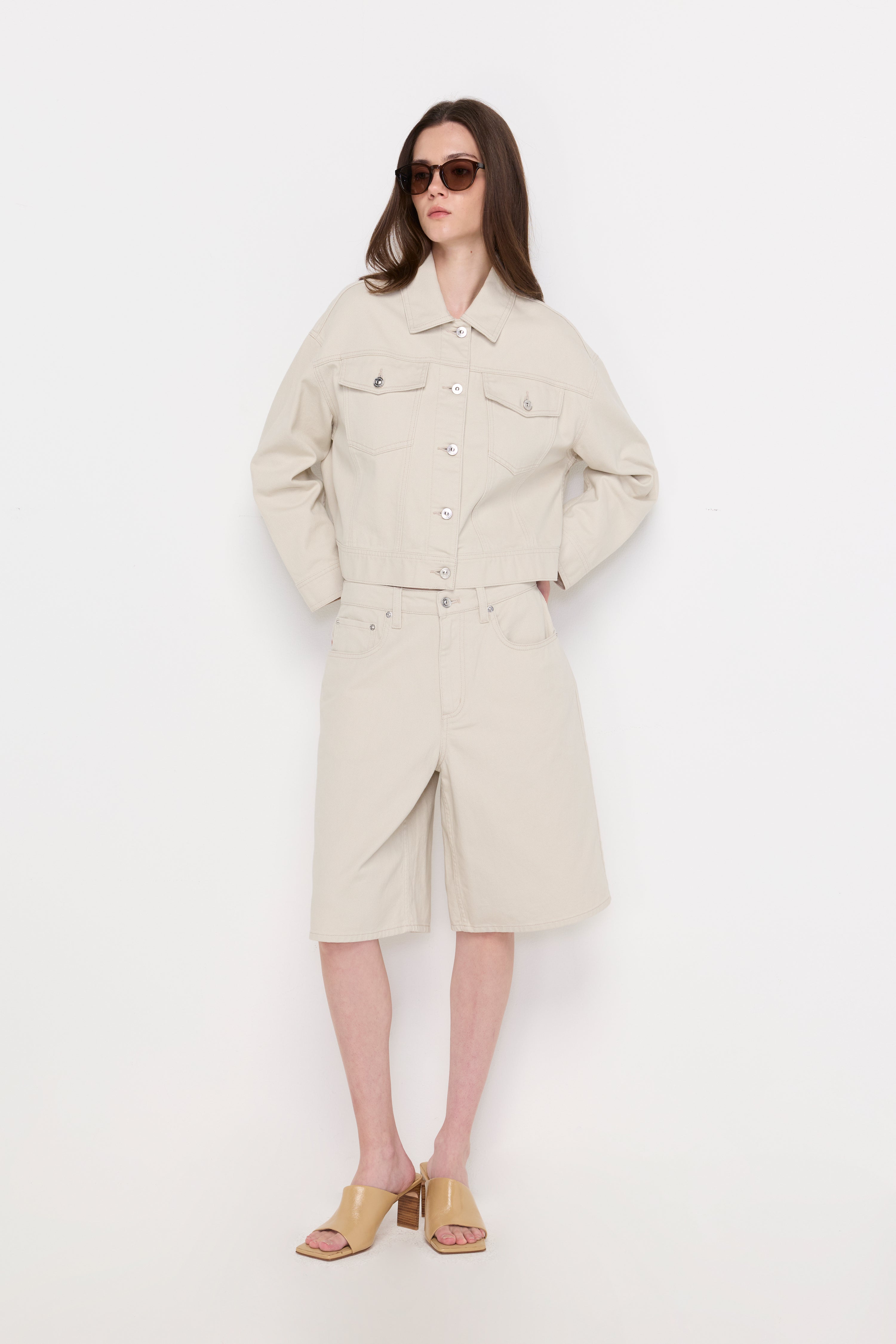 HIGH-RISE DENIM BERMUDA SHORTS