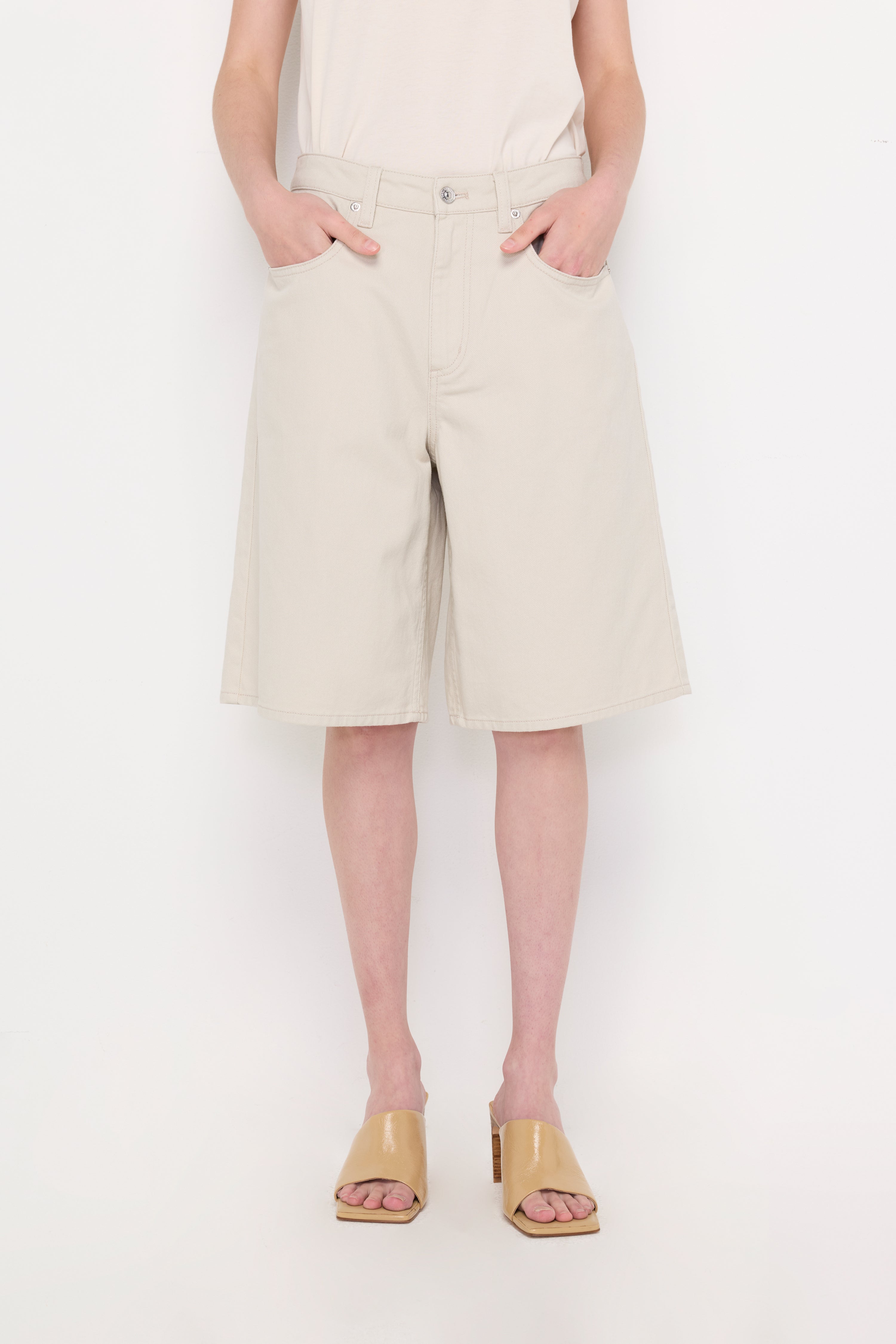 HIGH-RISE DENIM BERMUDA SHORTS