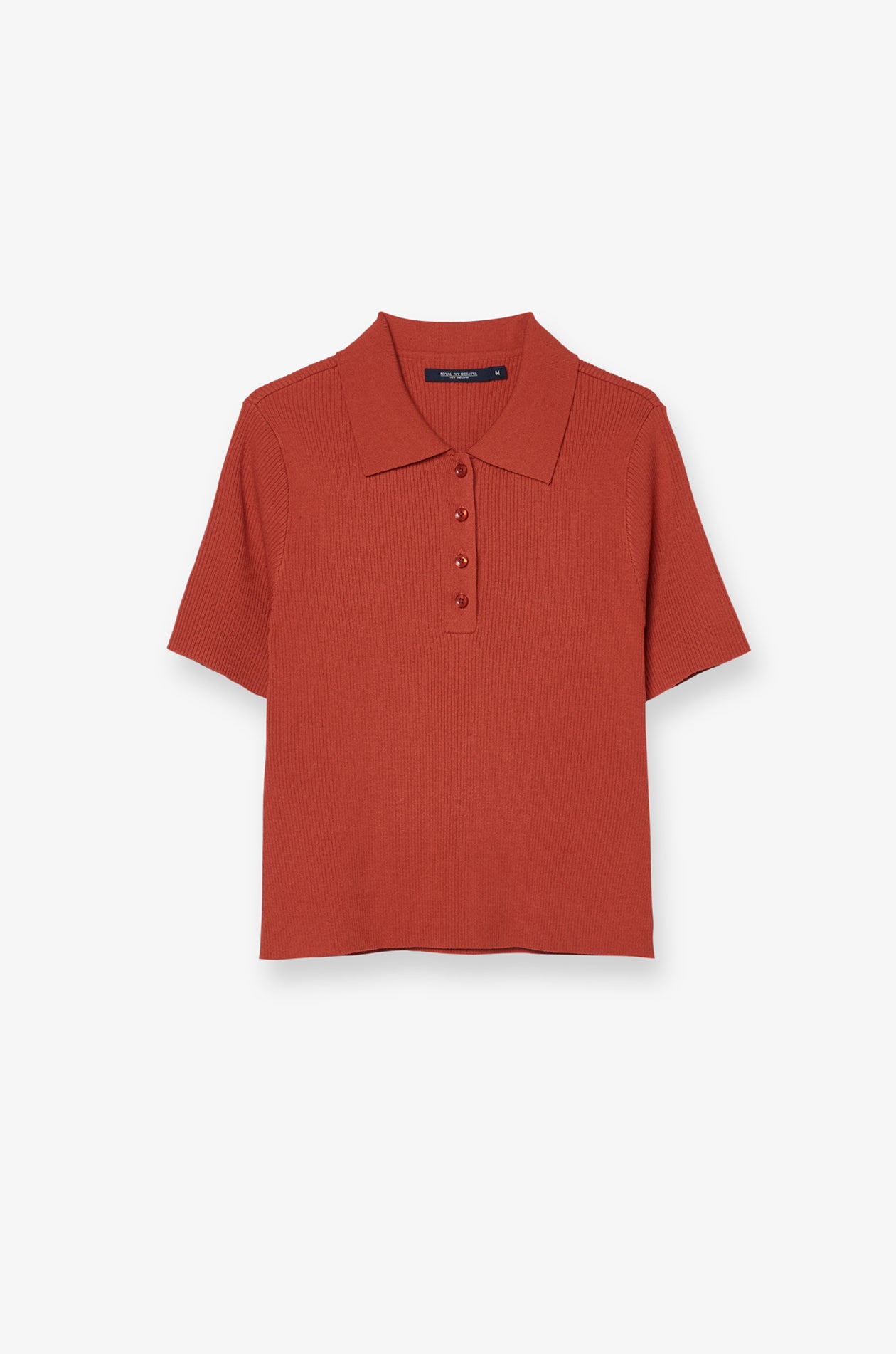 RIBBED KNIT POLO TOP