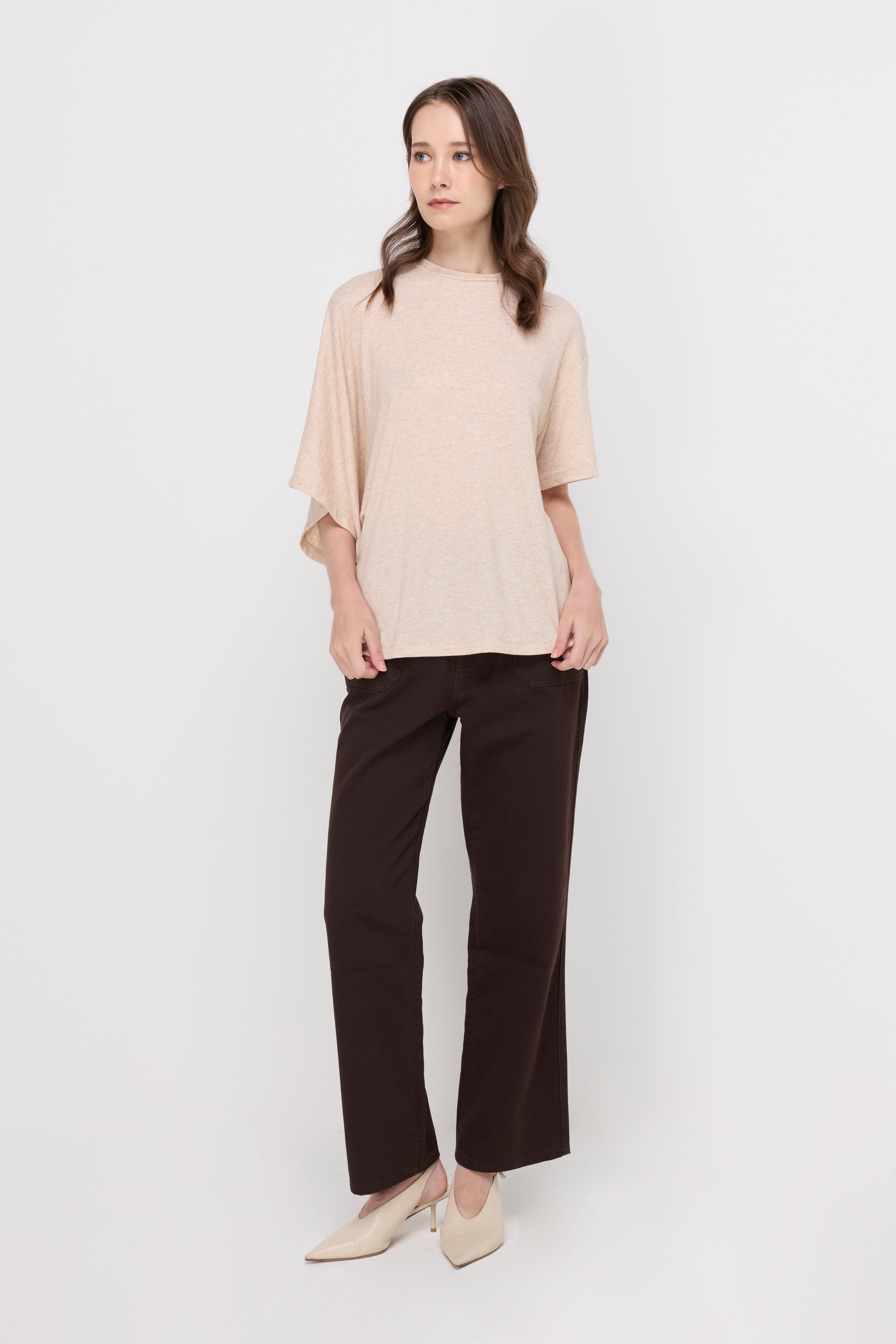 HIGH-RISE WIDE-LEG DENIM TROUSERS