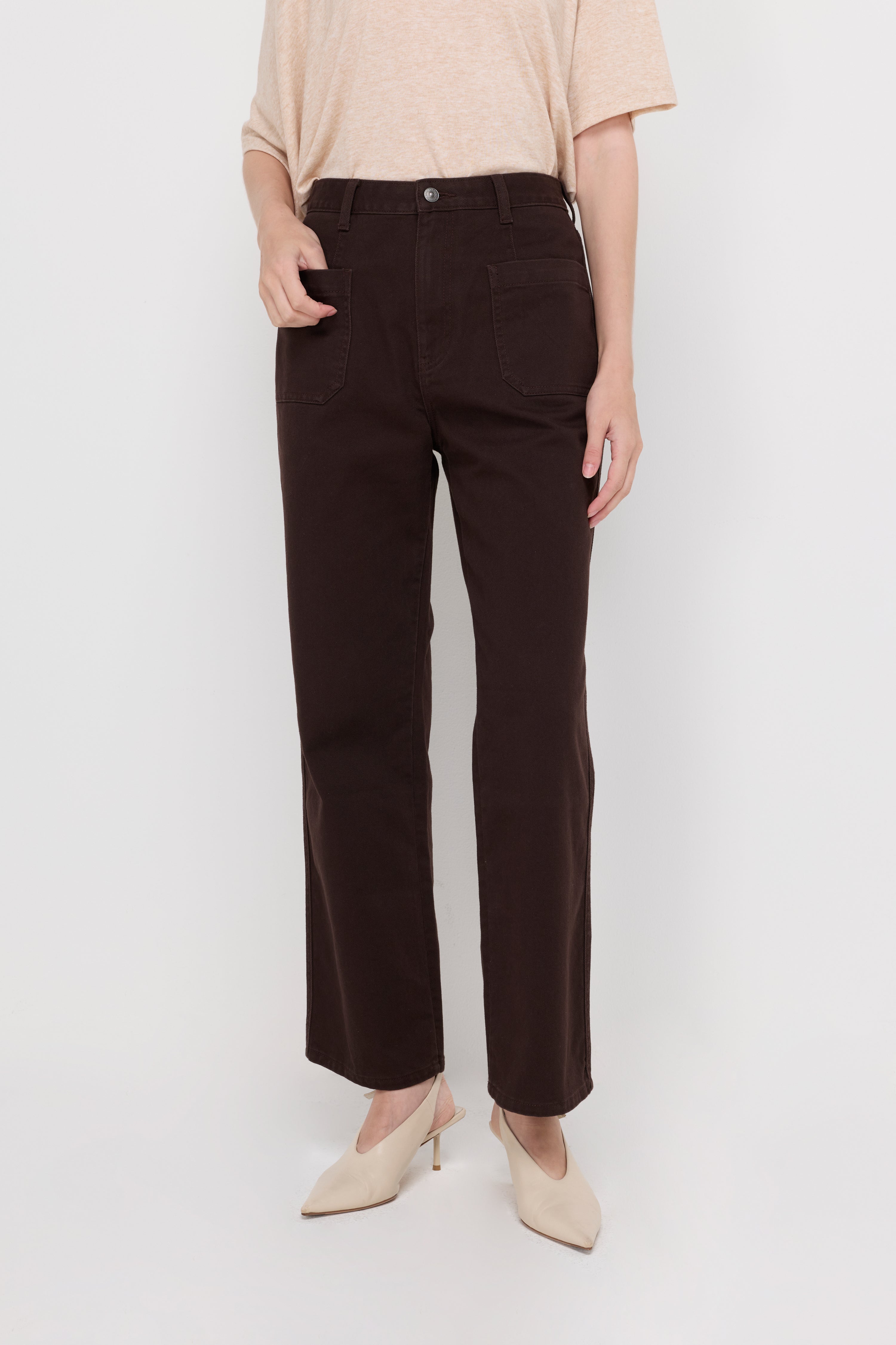 HIGH-RISE WIDE-LEG DENIM TROUSERS
