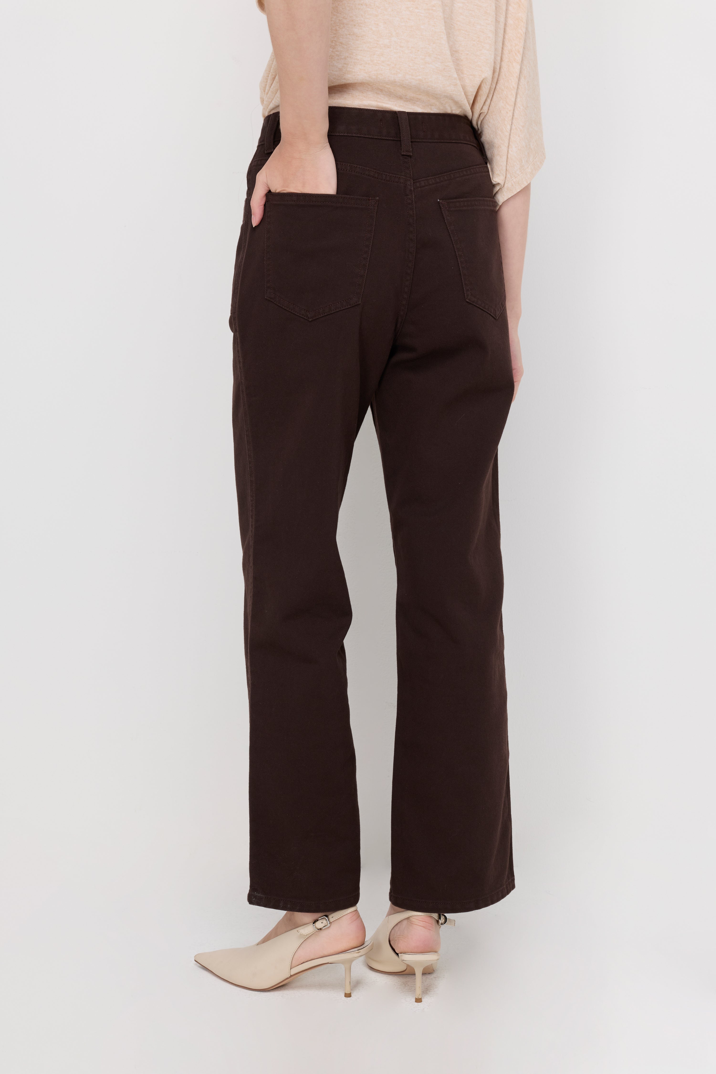 HIGH-RISE WIDE-LEG DENIM TROUSERS