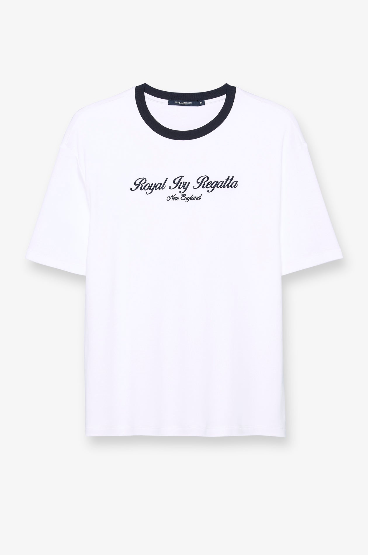 CONTRAST RIB EMBROIDERED T-SHIRT