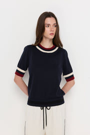 CONTRAST TRIM KNIT TOP