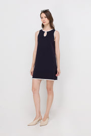 CONTRAST TRIM KNIT SHIFT DRESS