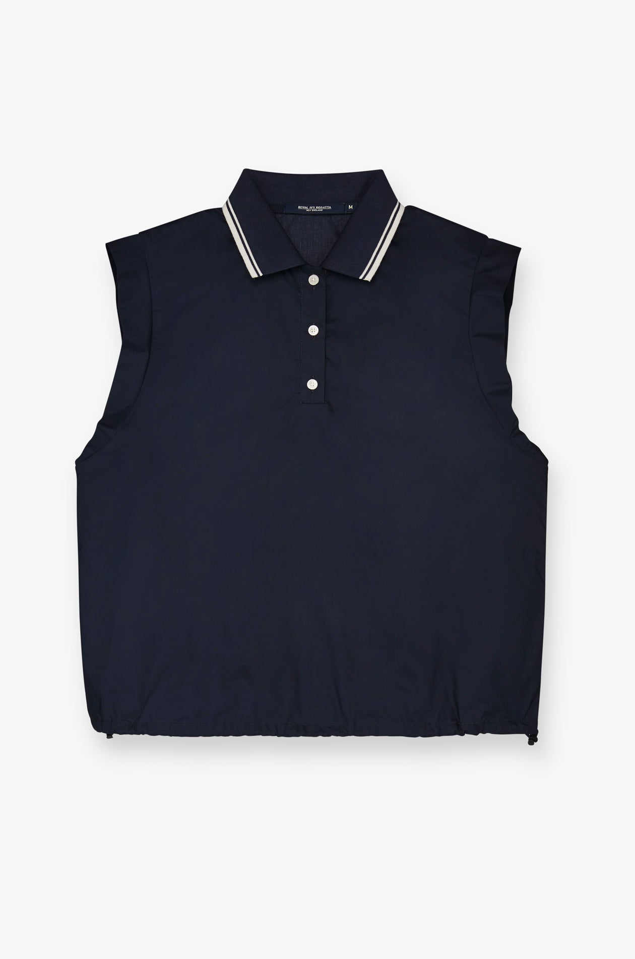 CONTRAST TRIM SLEEVELESS POLO BLOUSE
