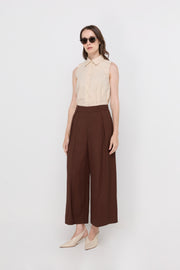 PLEATED WIDE-LEG CULOTTE TROUSERS