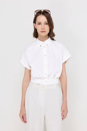ELASTIC HEM CROPPED POLO SHIRT