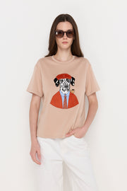 เสื้อยืดถักลายสุนัขสไตล์วินเทจ