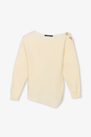 ASYMMETRIC SHOULDER-BUTTON KNIT TOP